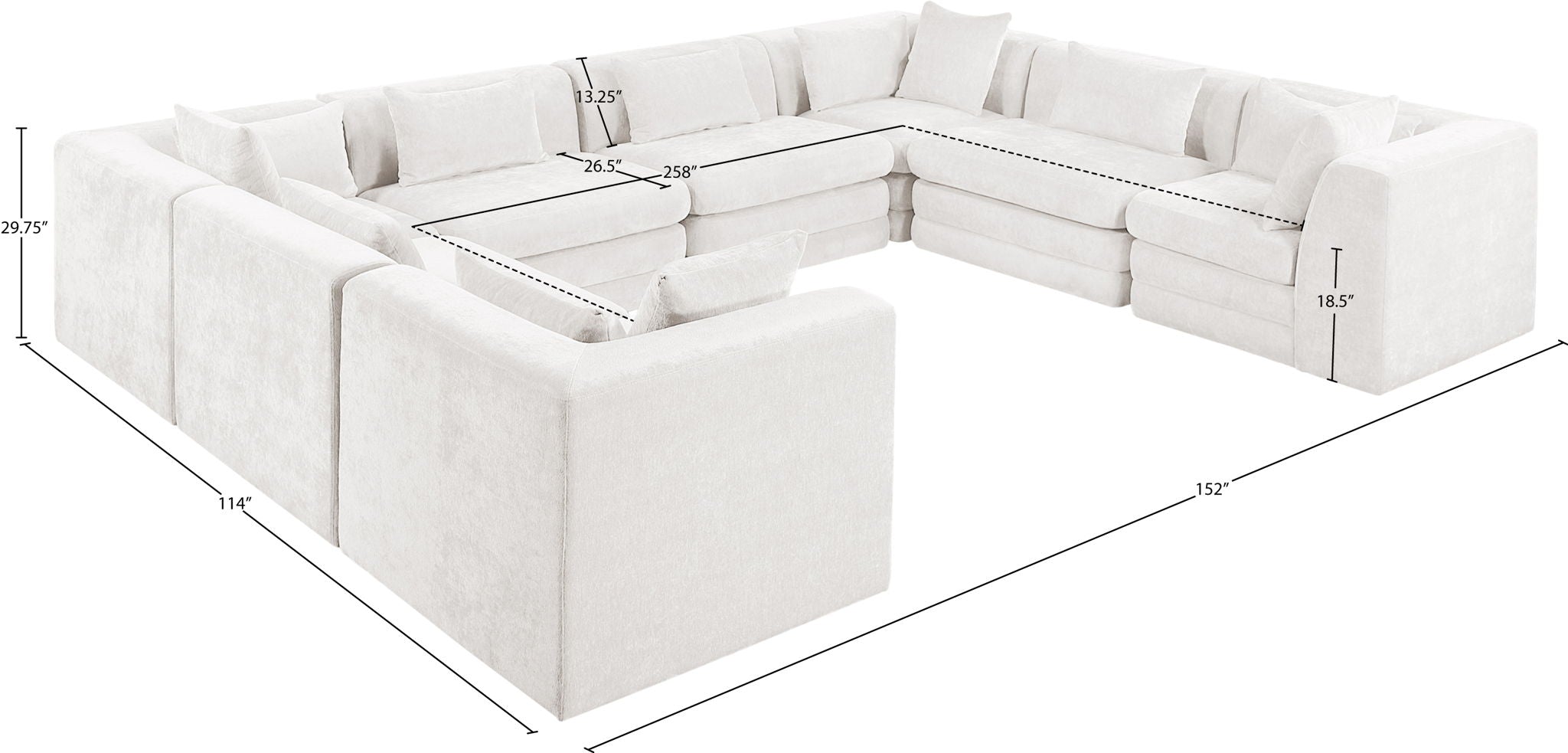 Stellar - 8 Piece Chenille Fabric Upholstered Modular Sectional