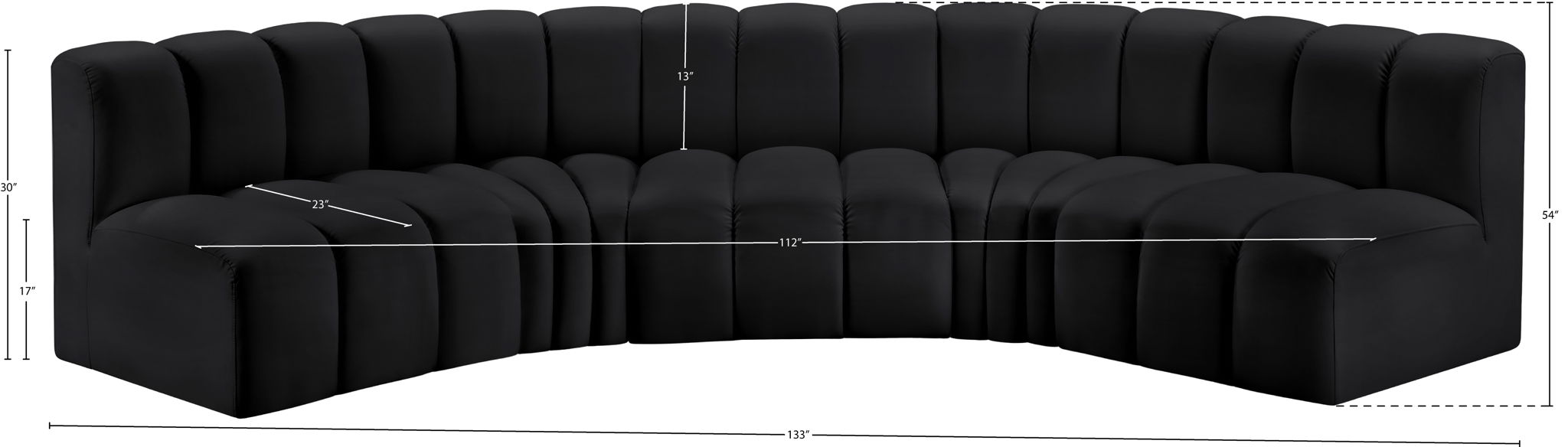 Arc - Faux Leather 5 Piece U-Shaped Modular Sofa