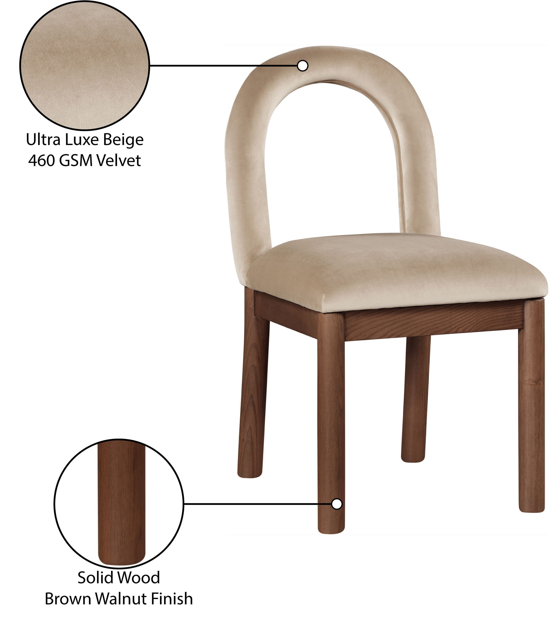 Conrad - Velvet Dining Chair With Brown Legs
