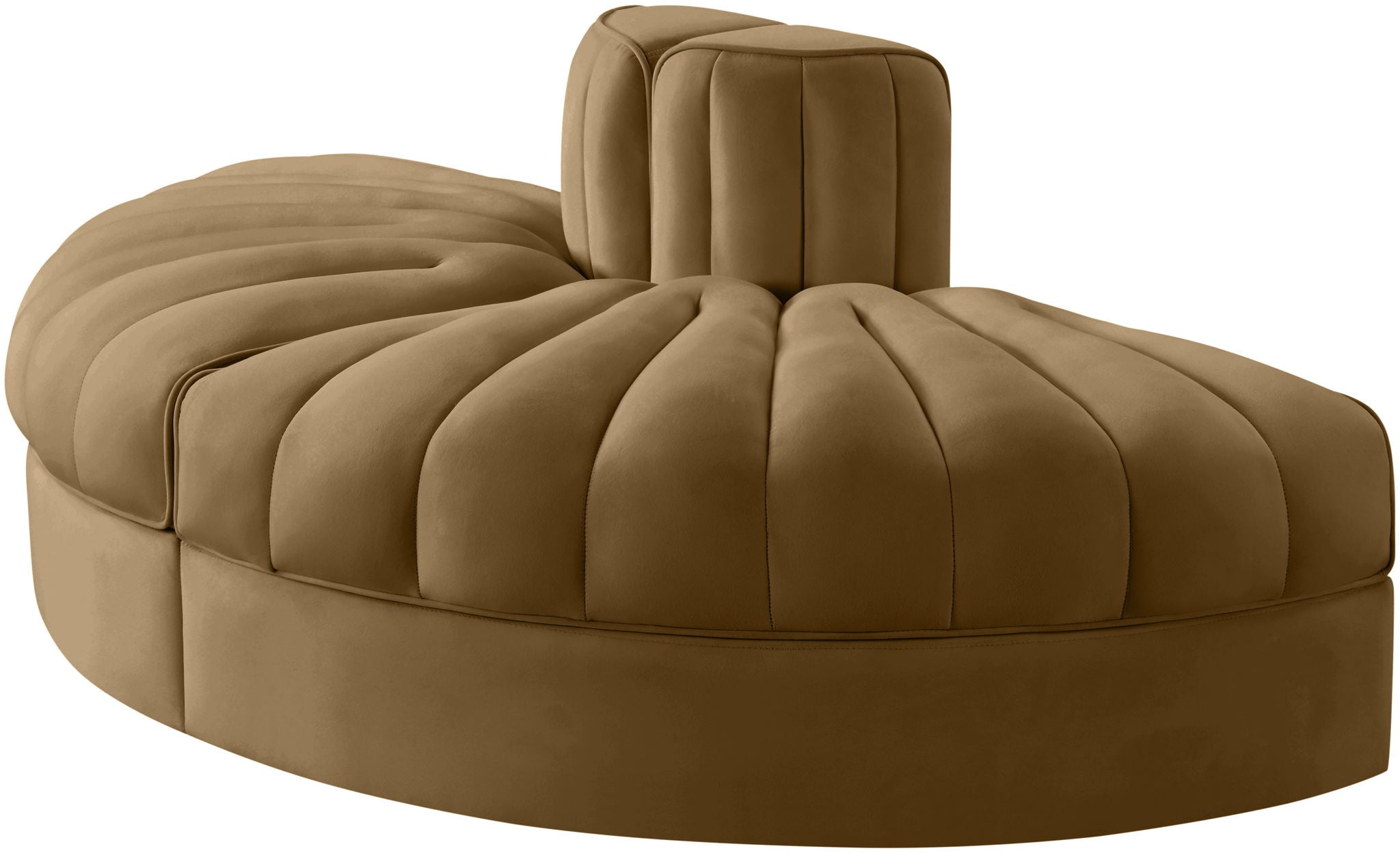 Rummi - Velvet Performance Fabric Upholstered 2 Piece Rounded Modular Loveseat