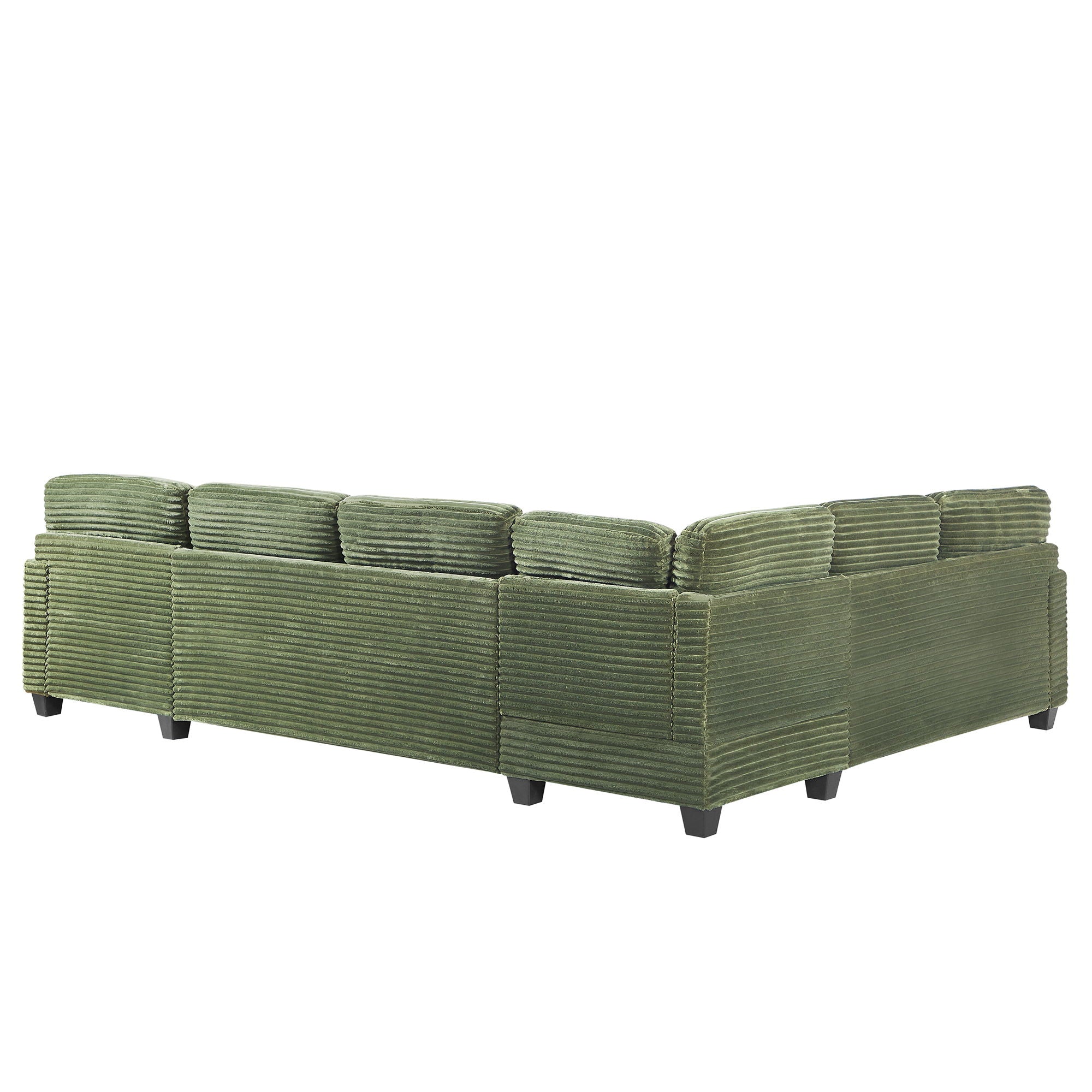 Upholstered U-Shaped Sectional Sofa With Movable Ottoman And Side Storage Pockets