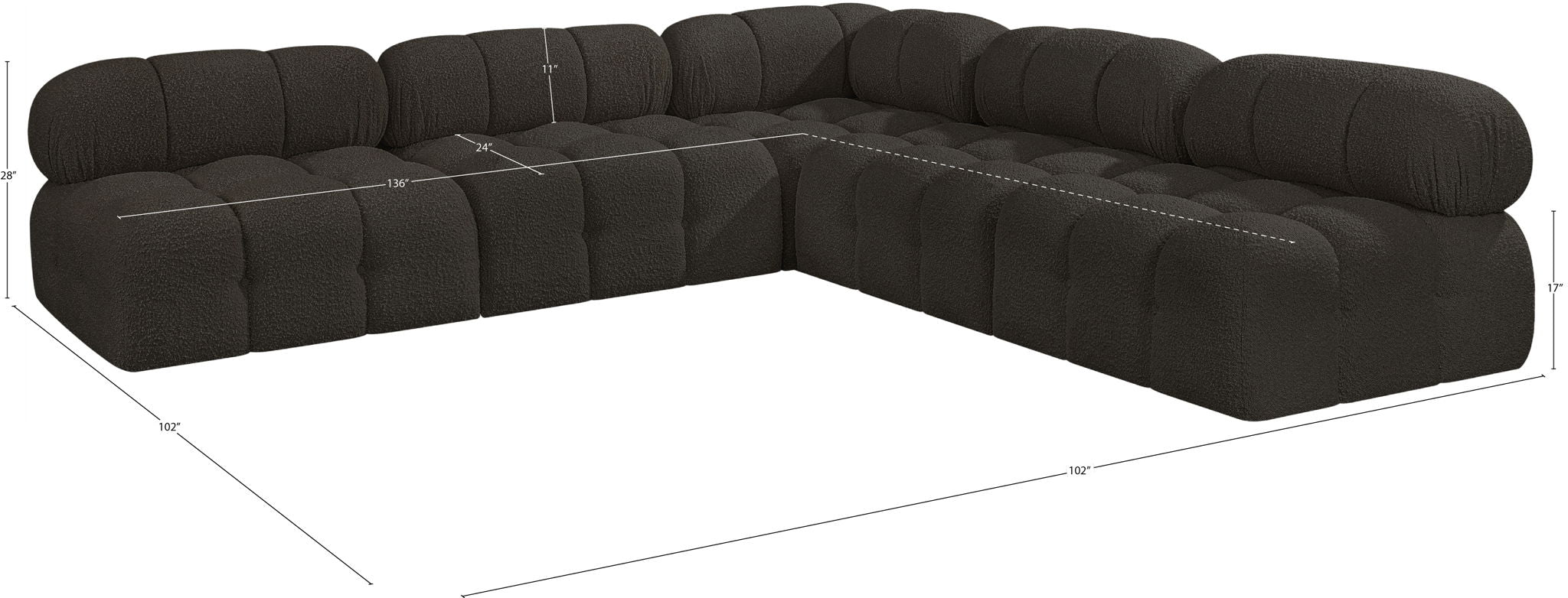 Ames - 5 Piece Fabric Modular Corner Sectional