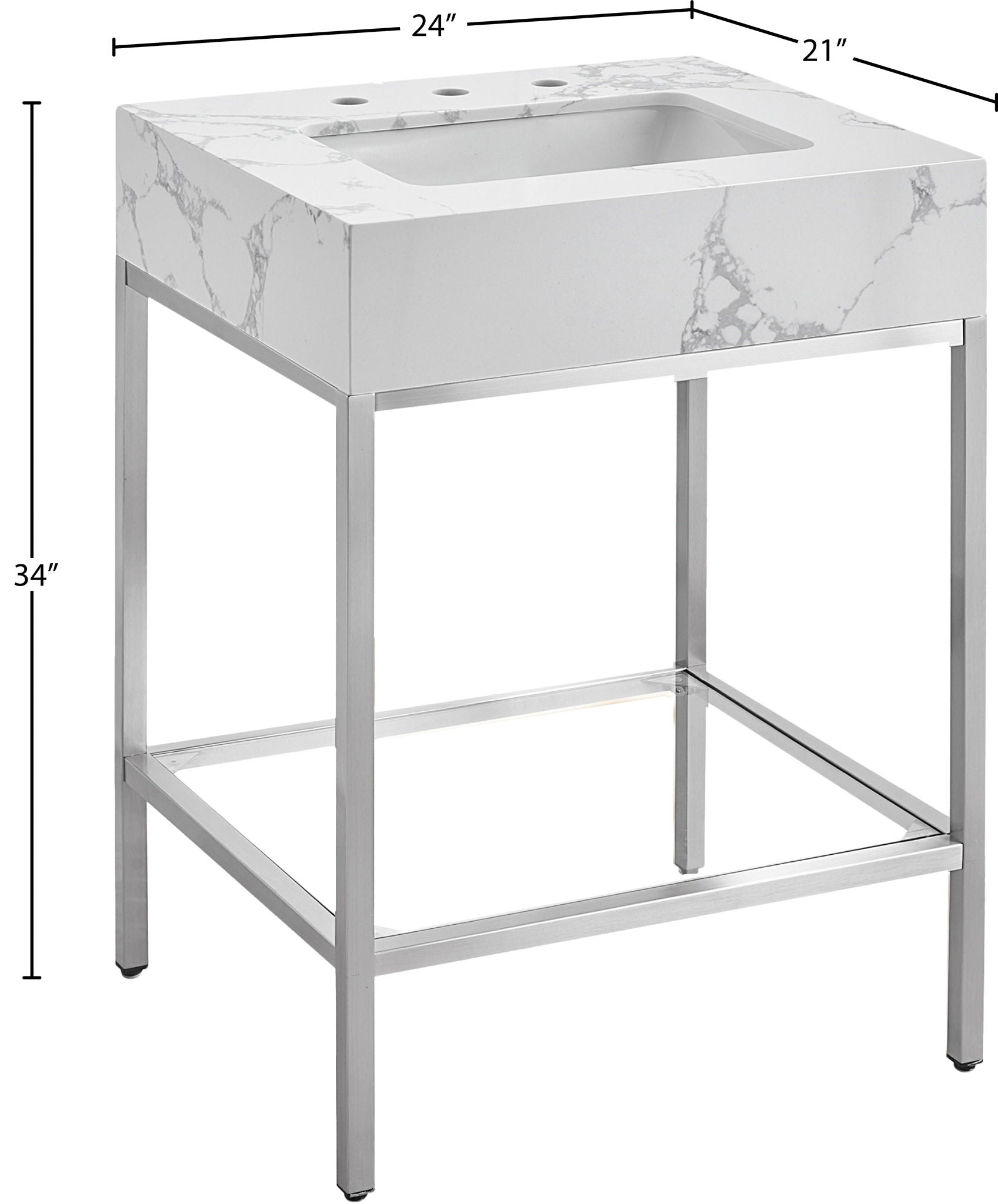 Marmo - Engineered Marble Bathroom Vanity With Chrome Base
