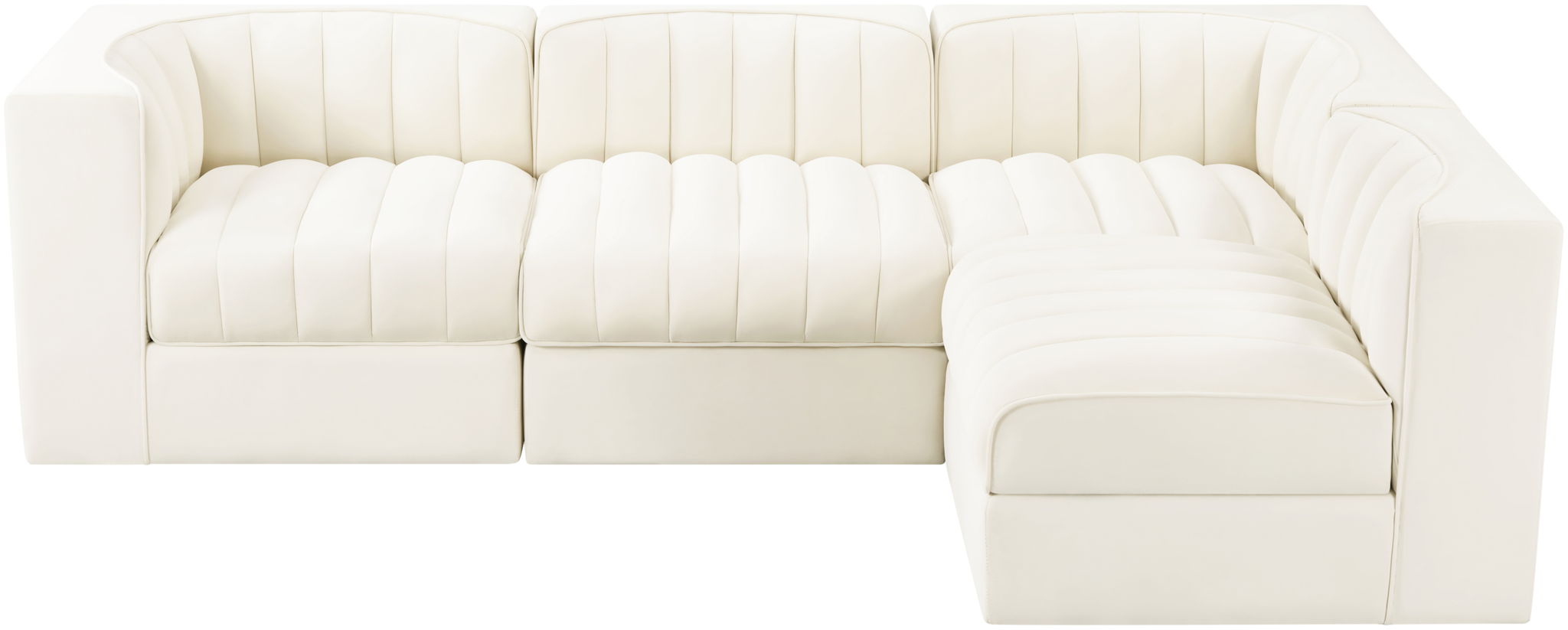 Rummi - Velvet Performance Fabric Upholstered 4 Piece Modular Sectional