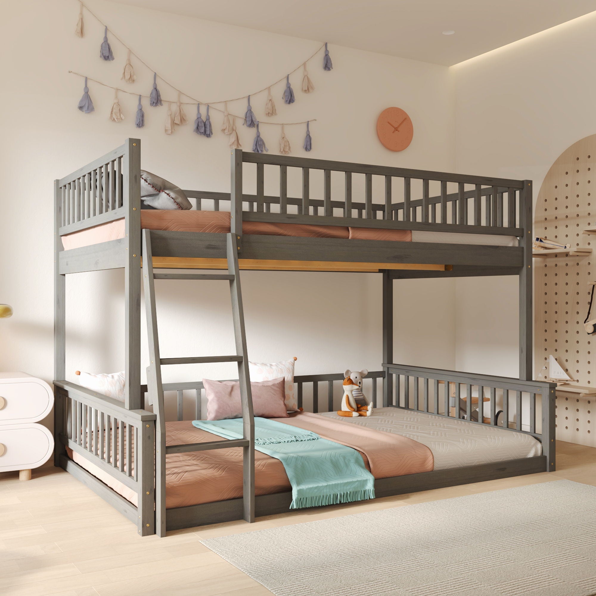 Bunk Bed With Ladder And Guardrails