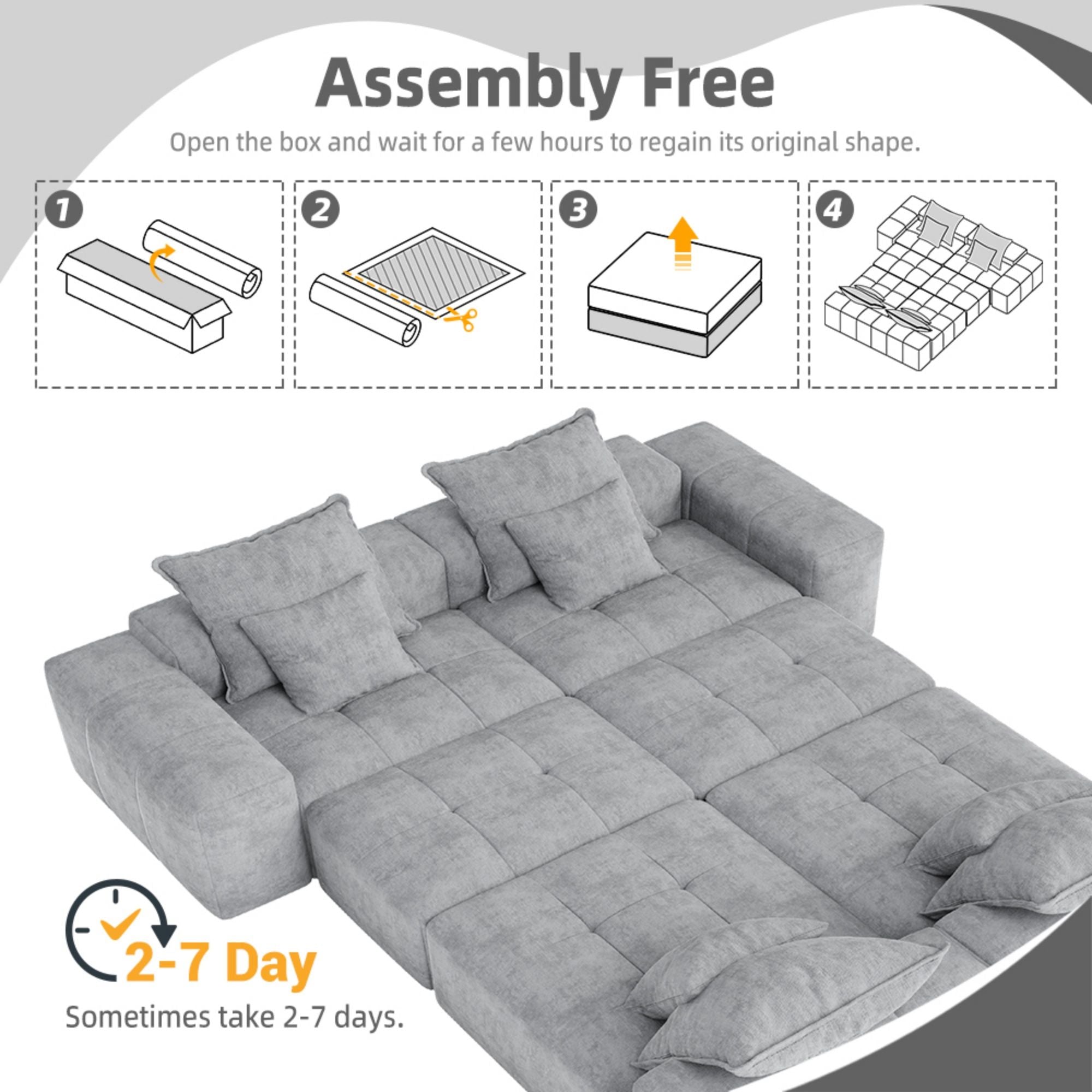 Modern Oversized Diy Combination Modular Sectional Sofa With Pillows