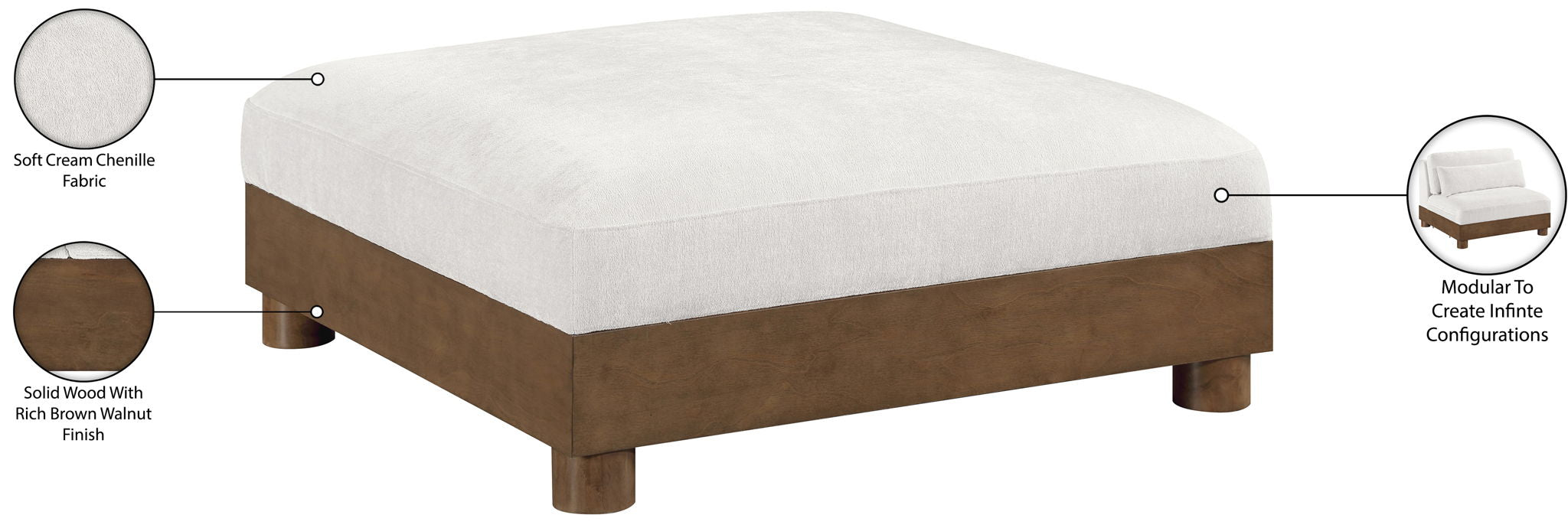 Turin - Fabric Upholstered Modular Ottoman
