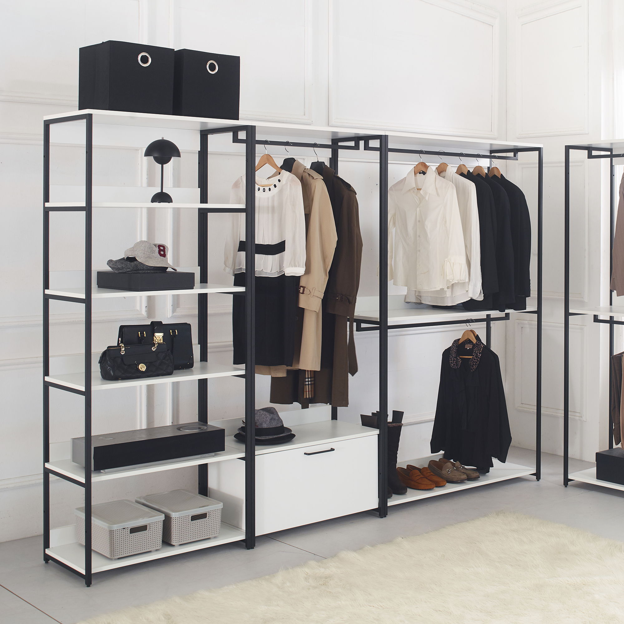 Fiona - Freestanding Walk-In Closet System, Extra Storage Space - White