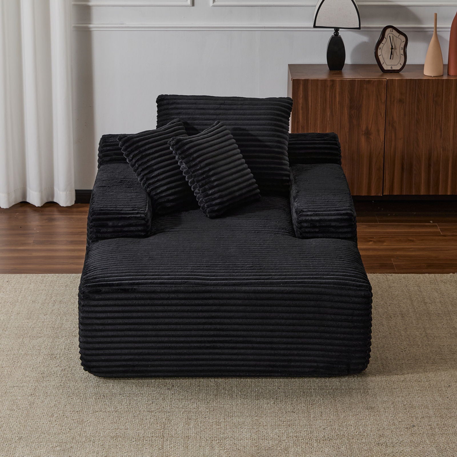 Oversized Chaise Lounge Chair Cozy Cloud Couch With 3 Throw Pillows And Wide Armrest
