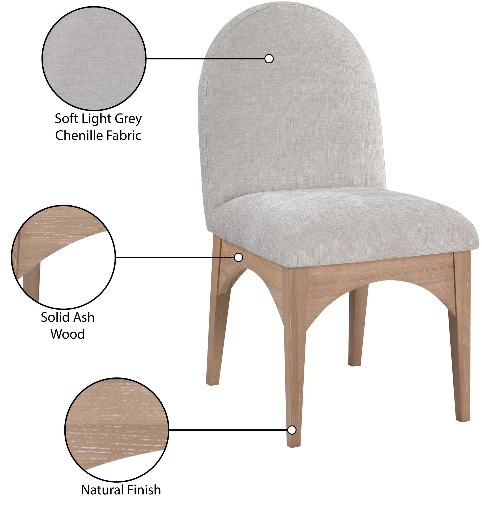Waldorf - Chenille Dining Side Chair With Natural Legs