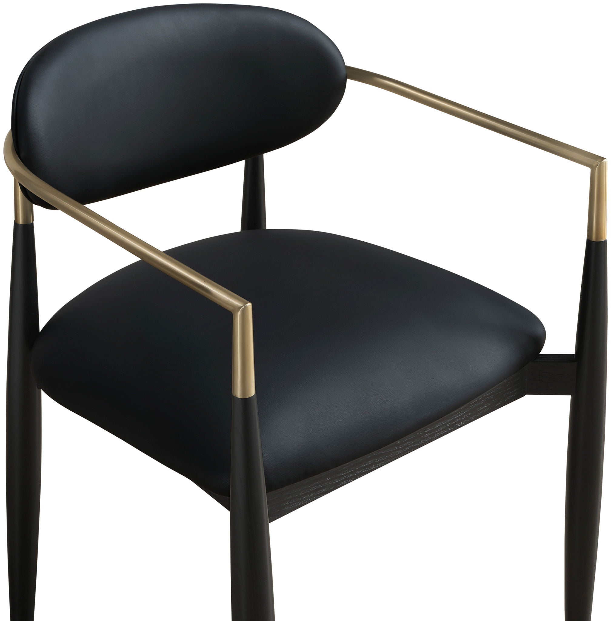 Riccio - Faux Leather Dining Arm Chair (Set of 2) - Black And Gold Frame