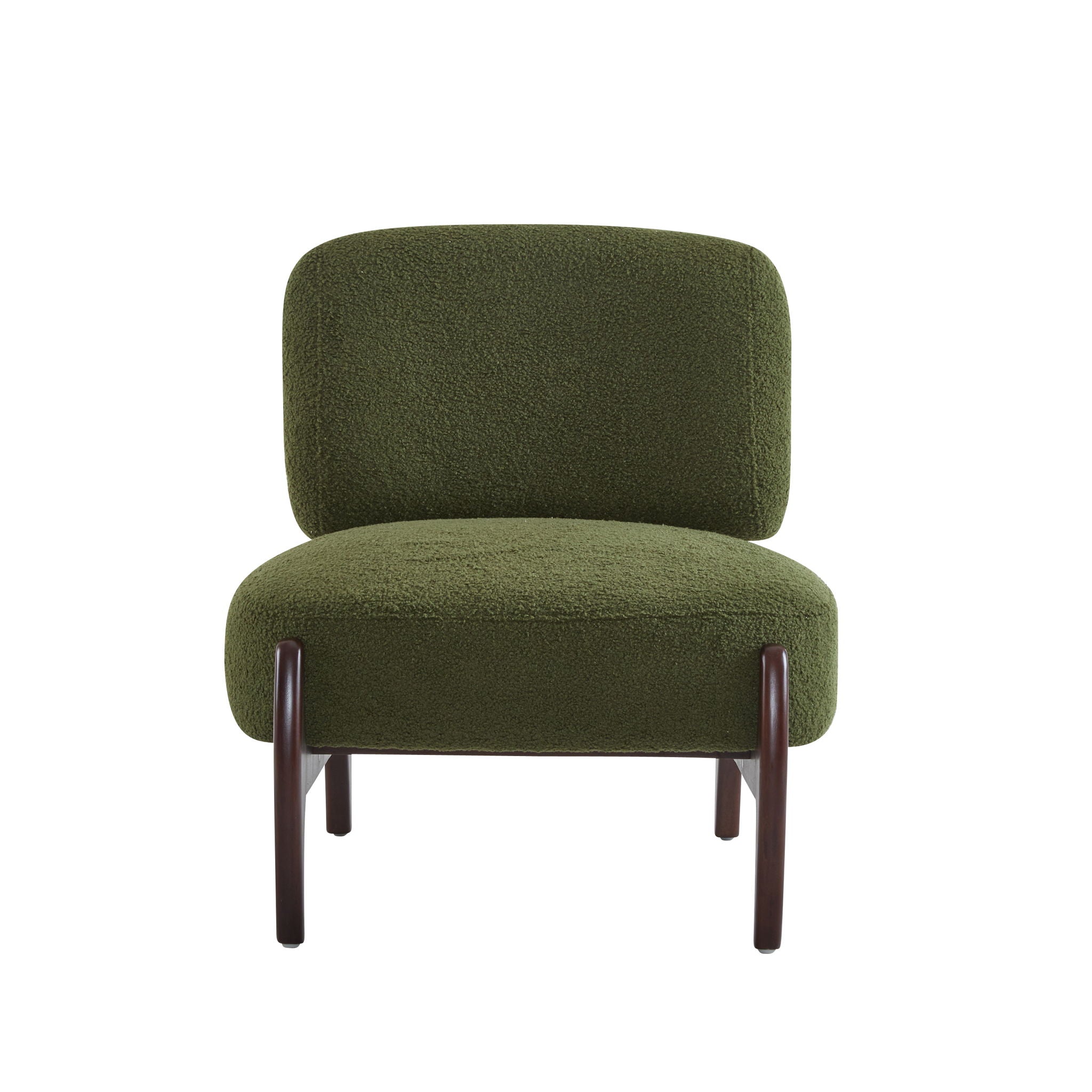 Modern Boucle Lounge Chair With Solid Wood Fram