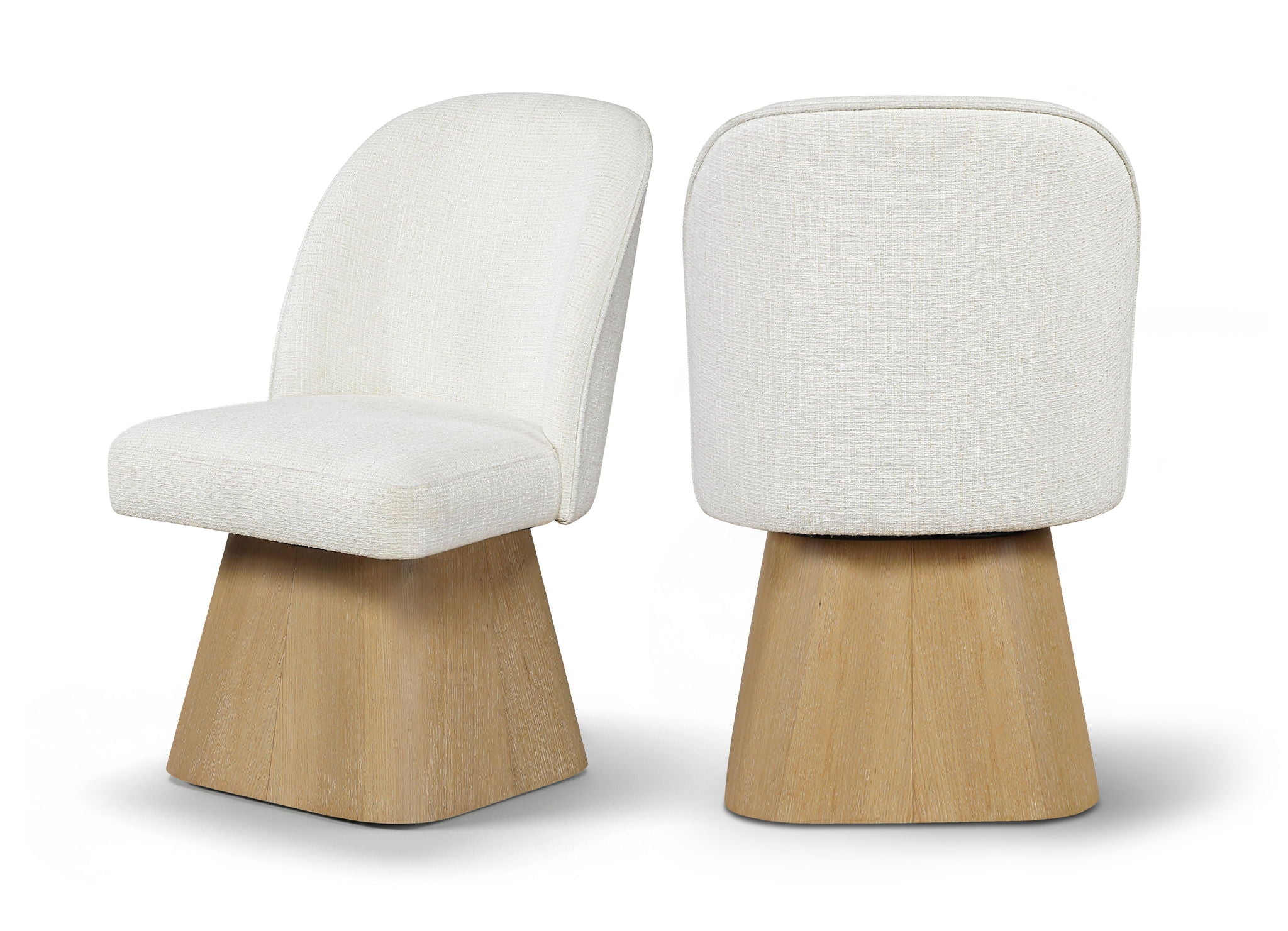Marlowe - Linen Textured Fabric Upholstered Swivel Dining Side Chair - Stained Natural