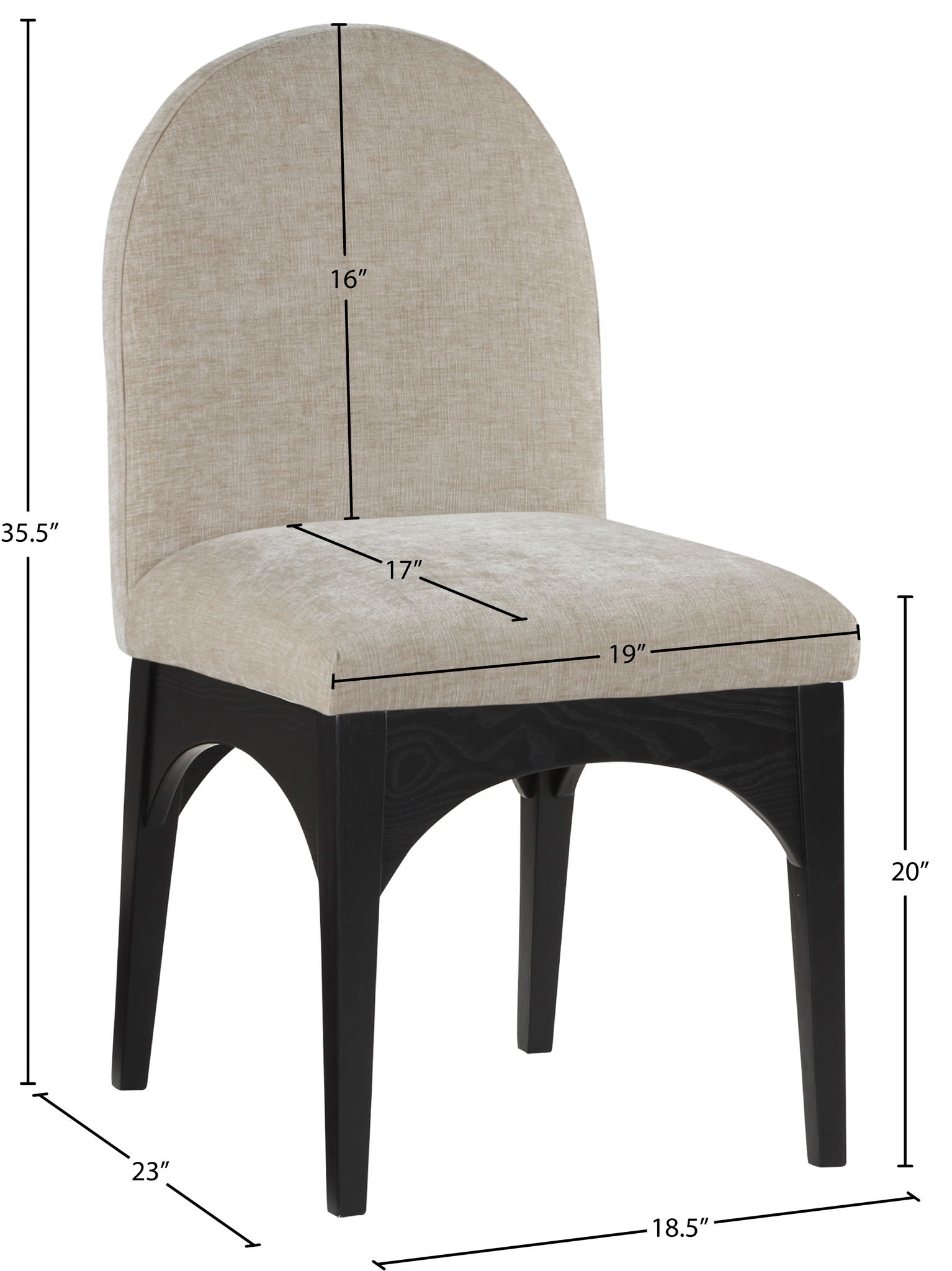 Waldorf - Chenille Dining Side Chair With Black Legs
