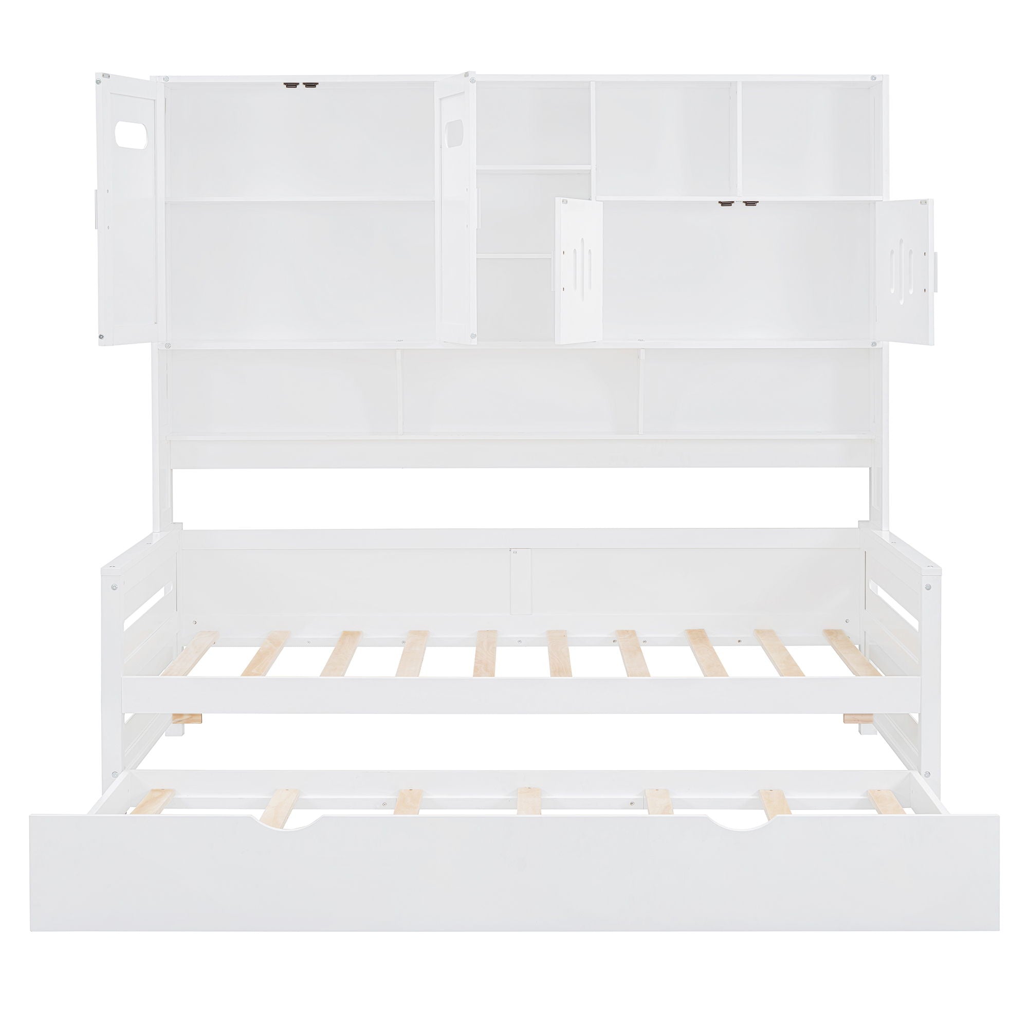 Daybed With All-In-One Cabinet And Shelf
