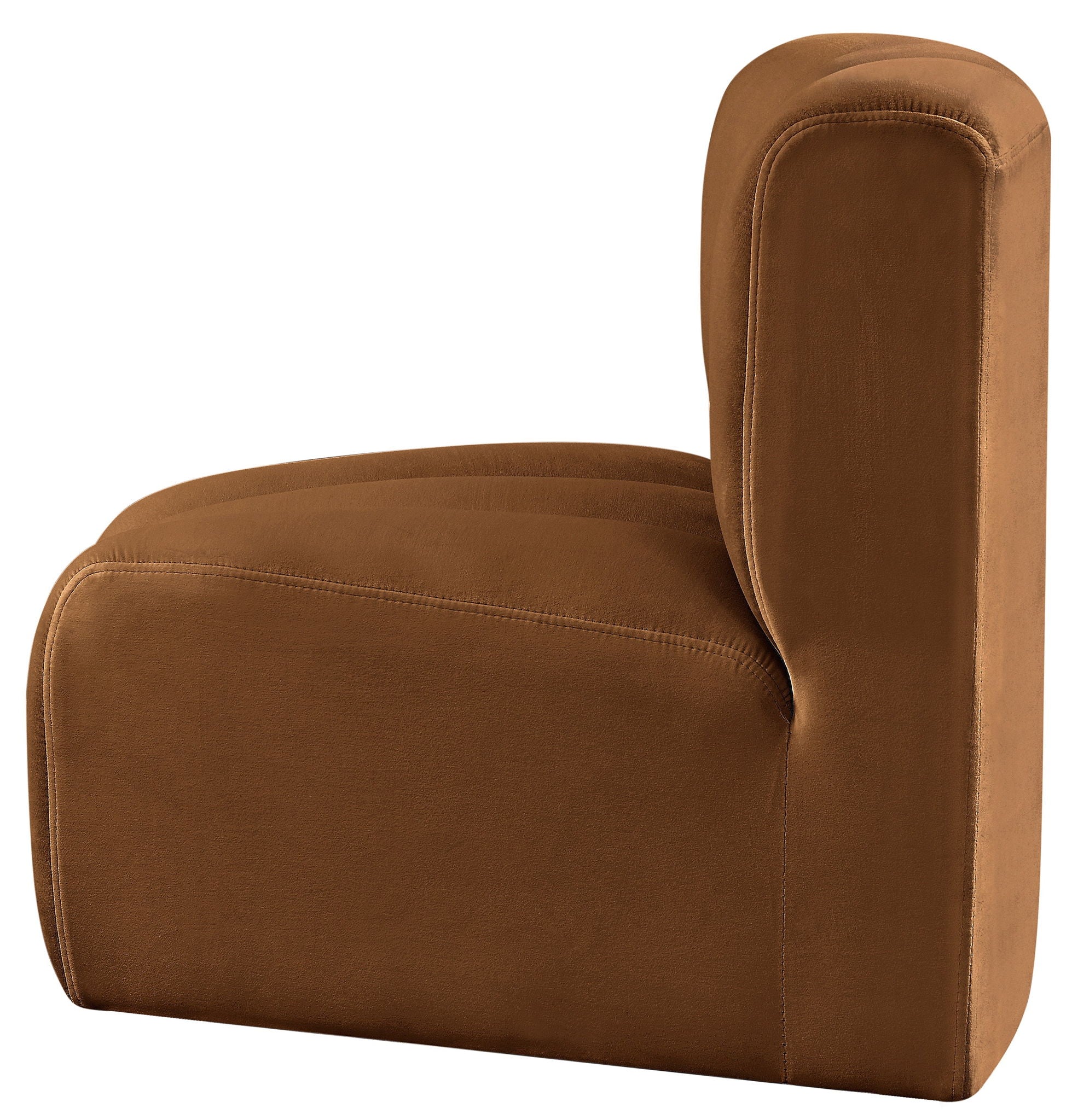 Arc - Velvet Curved Corner Chair - Saddle