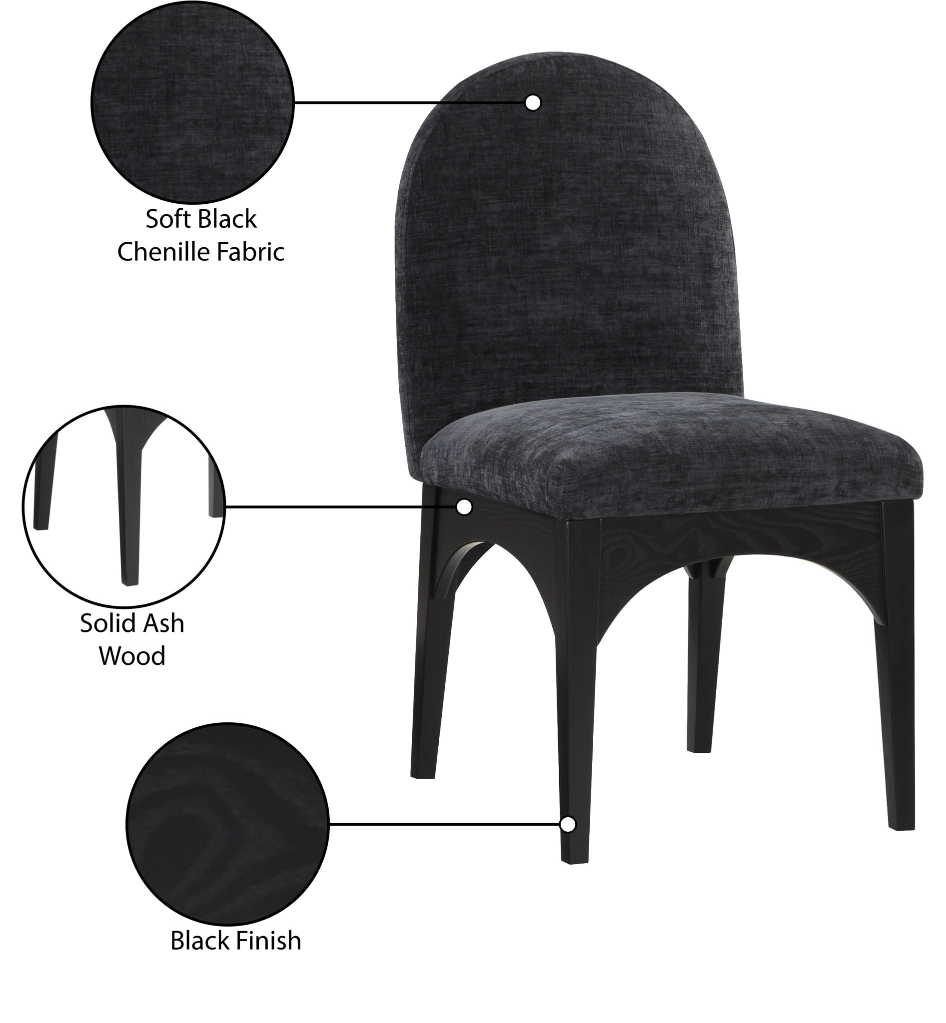 Waldorf - Chenille Dining Side Chair With Black Legs