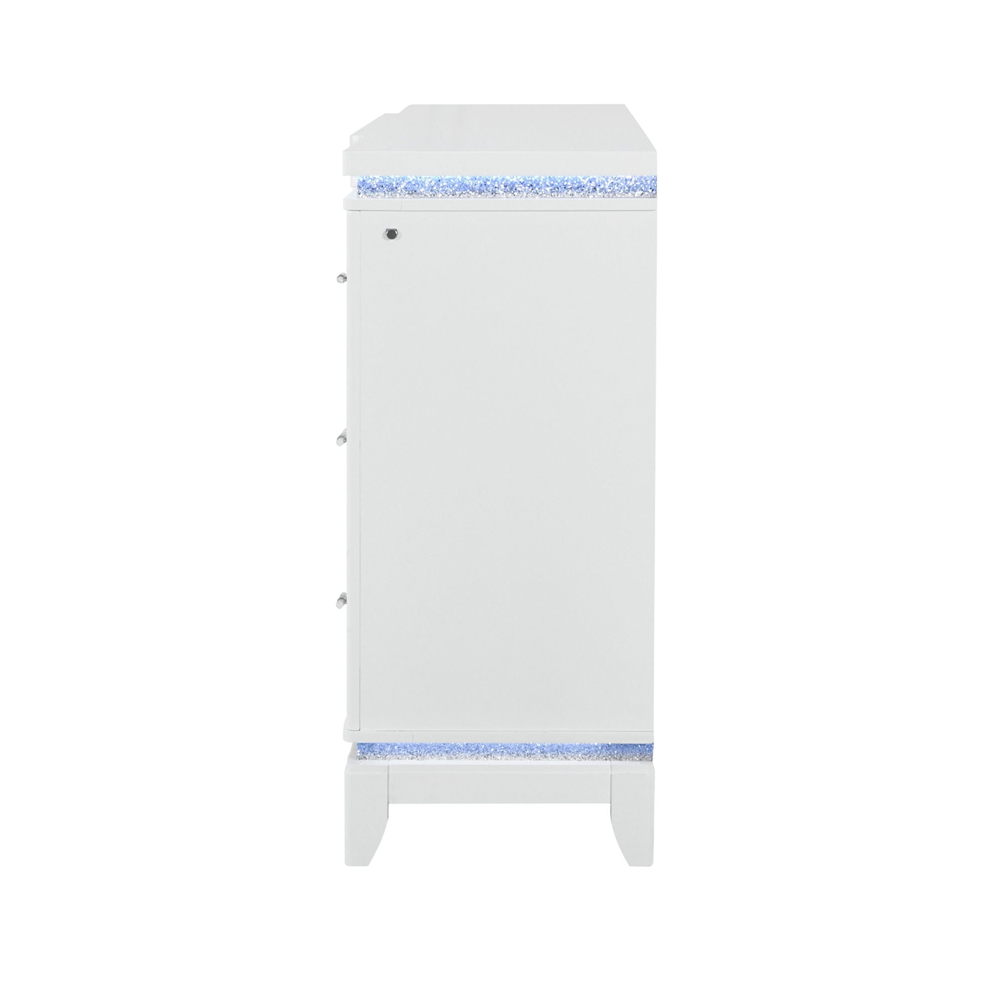 Adalid - Dresser With LED Light And Glittered Drawer Fronts - White
