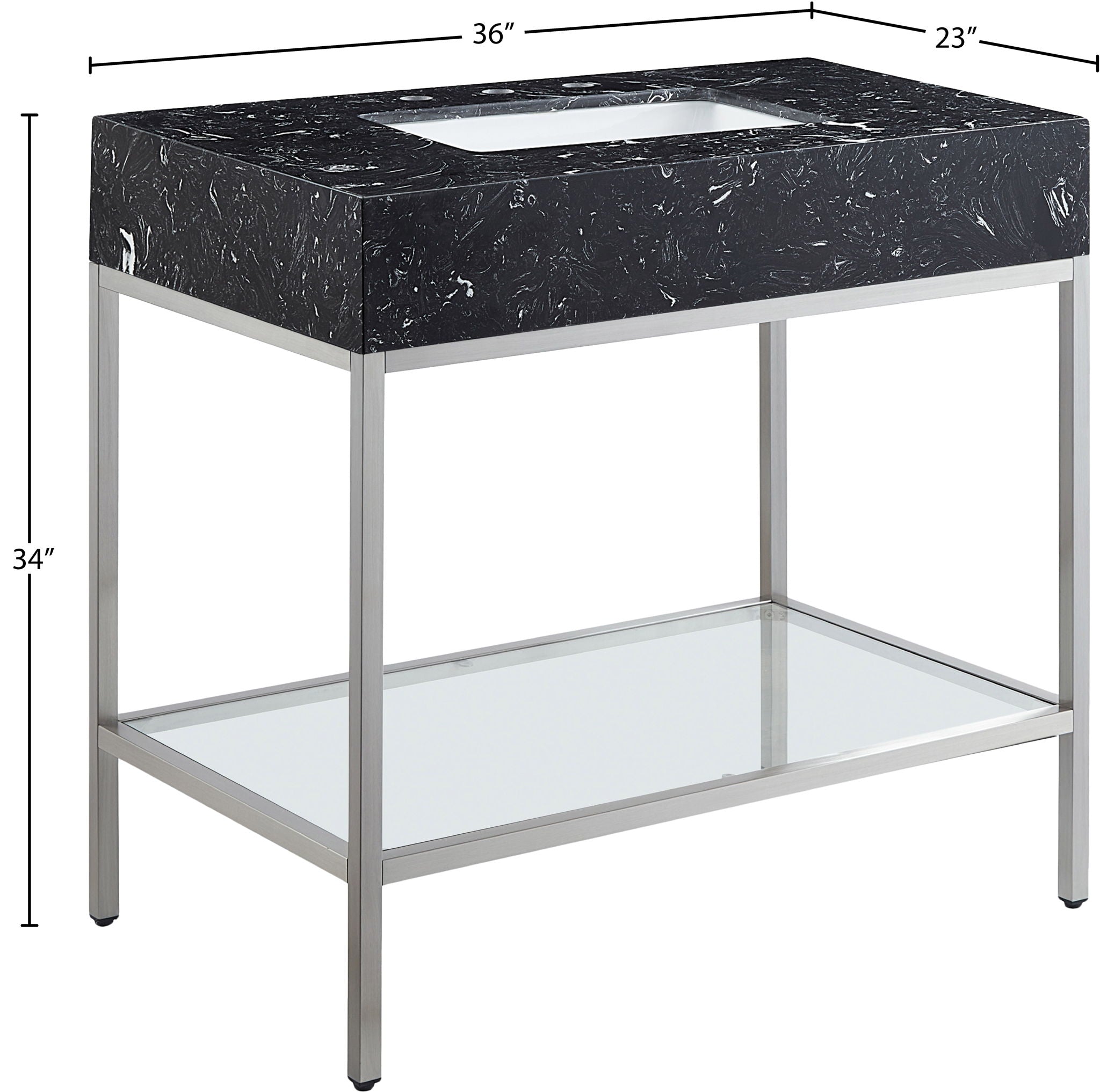 Marmo - Engineered Marble Bathroom Vanity With Chrome Base