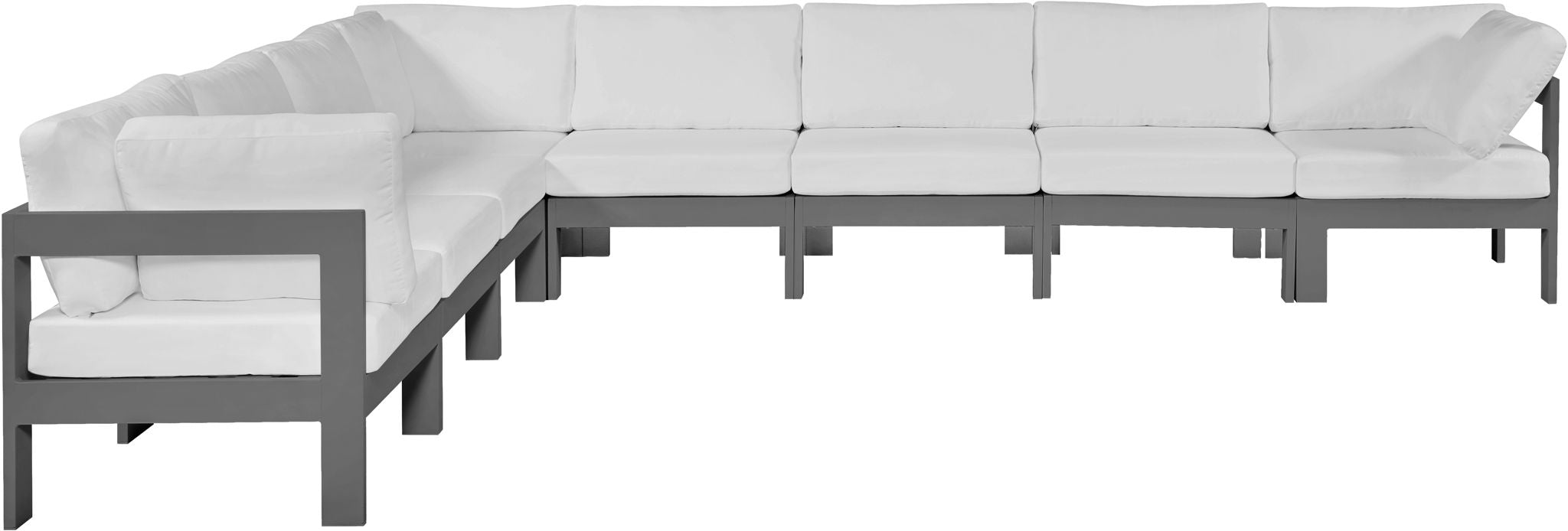 Nizuc - Outdoor Patio 8 Piece Modular Sectional With Gray Frame