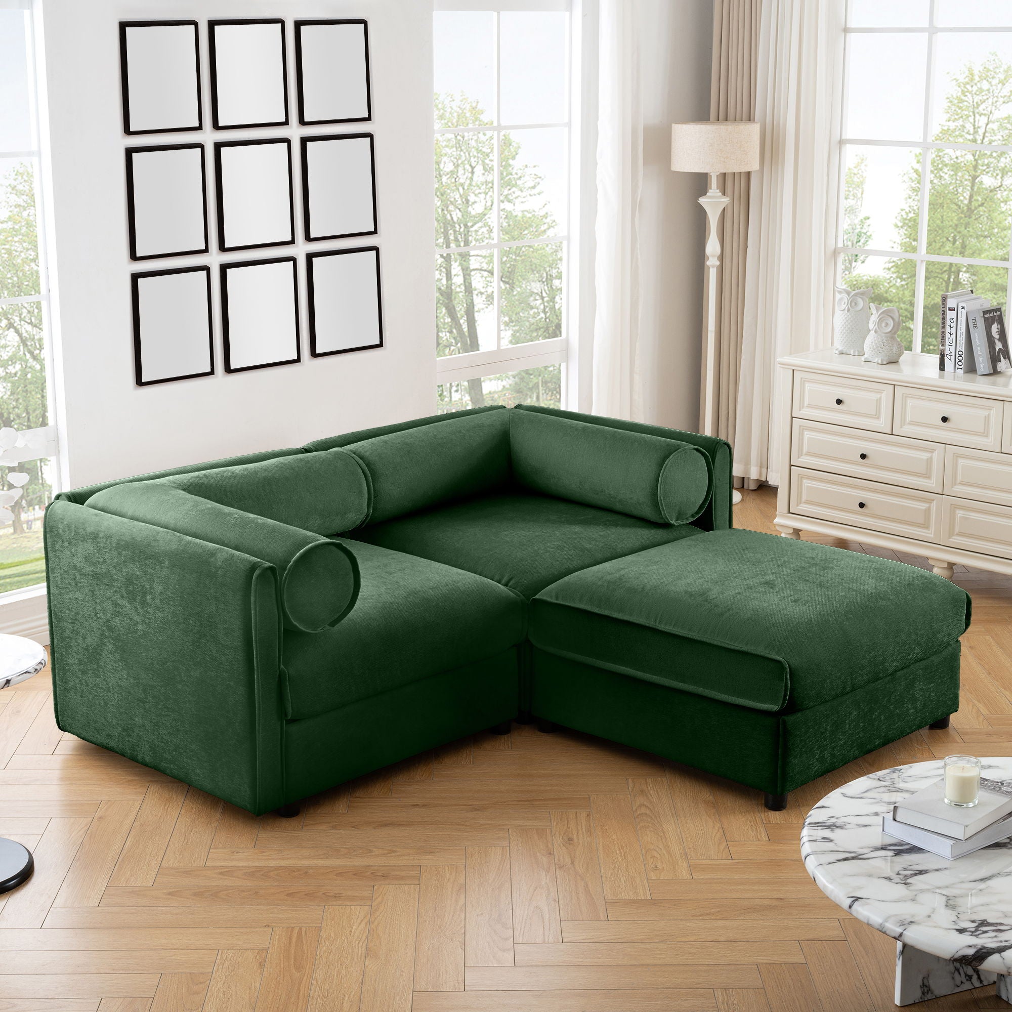 Contemporary Elegant Sofa With Storage And Ottoman