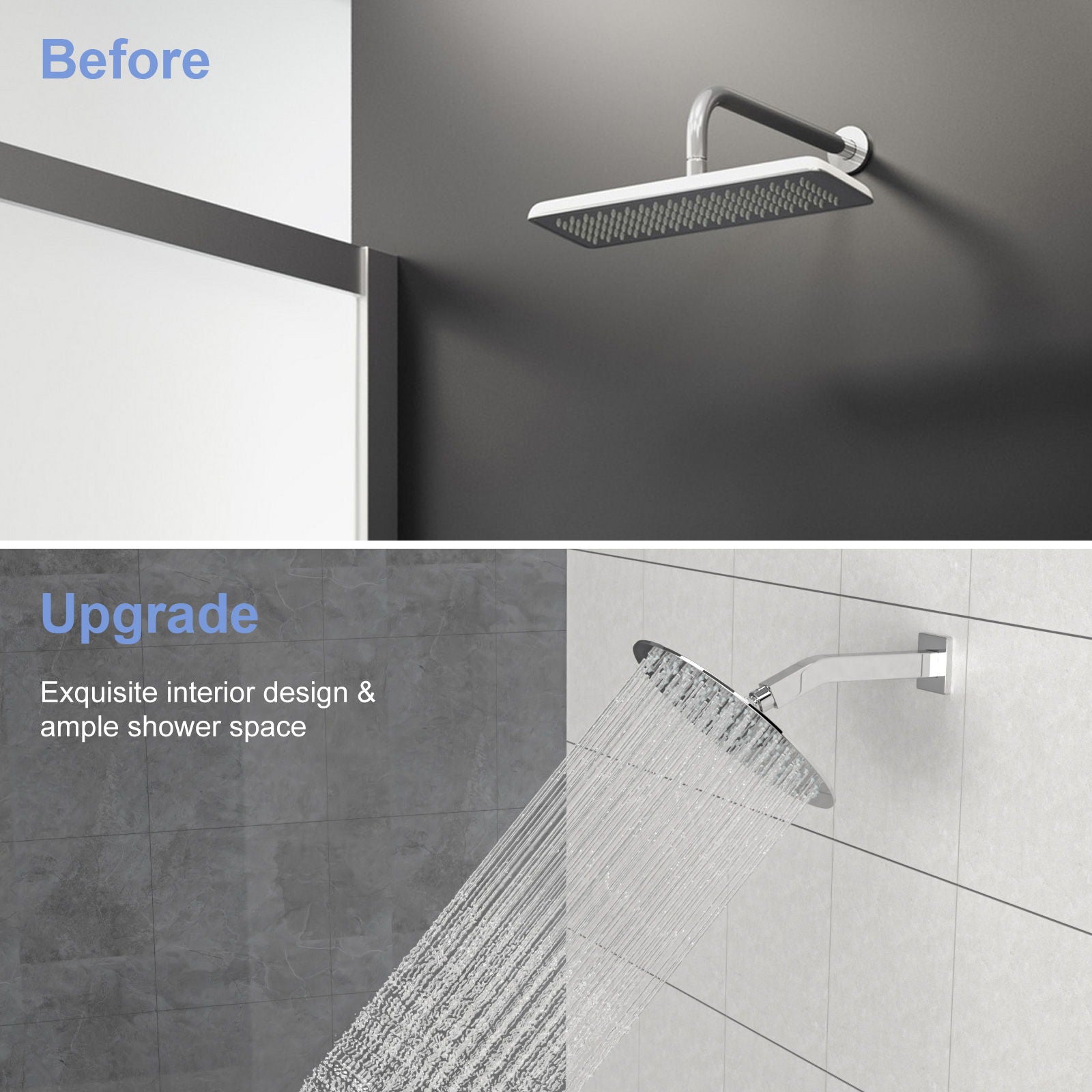 Elegant 6" Shower Arm With Flange, Stainless Steel Construction For Rain Shower Heads