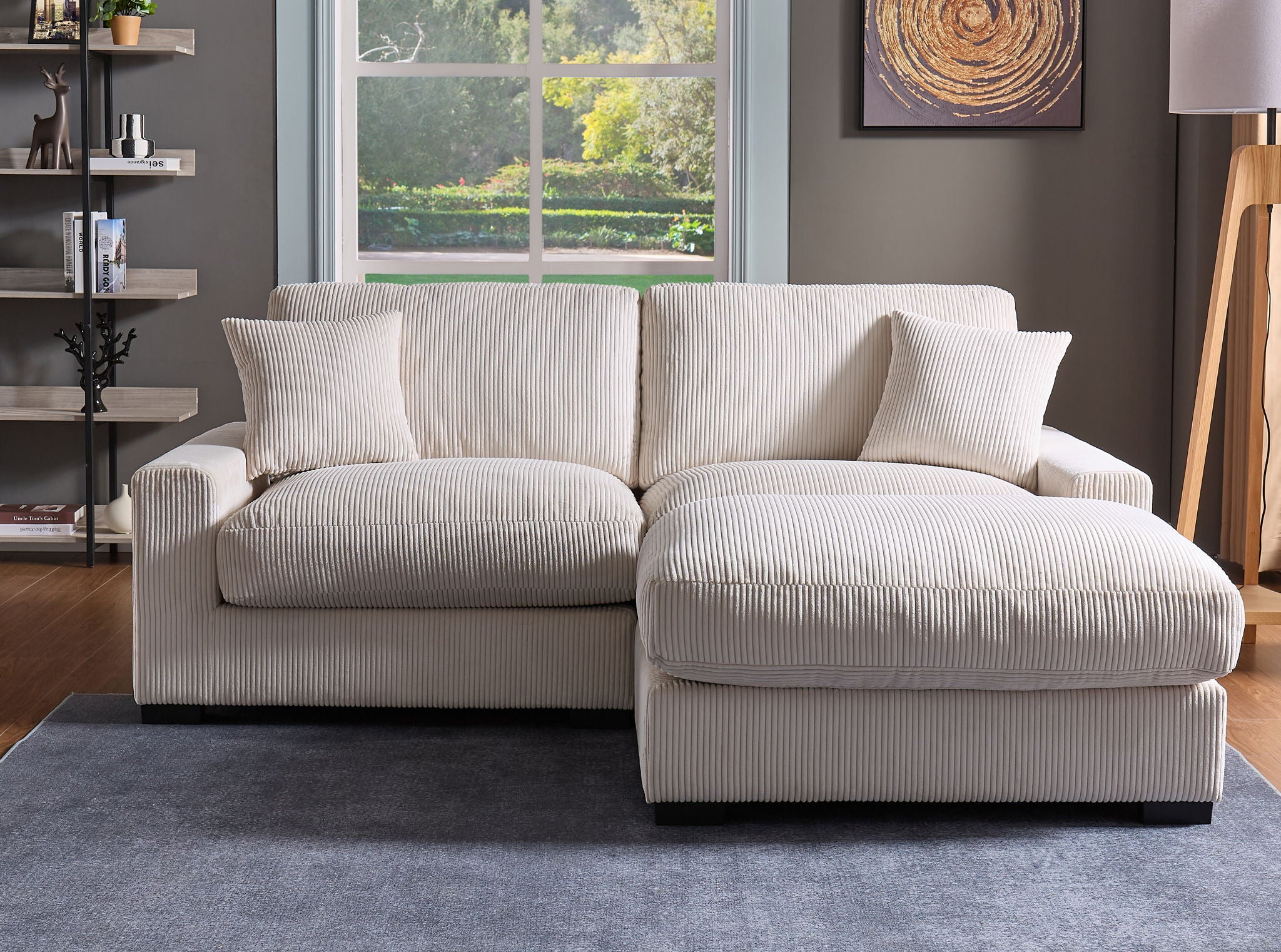 4 Seater Oversized Sectional Sofa With 2 Ottoman And 2 Pillows