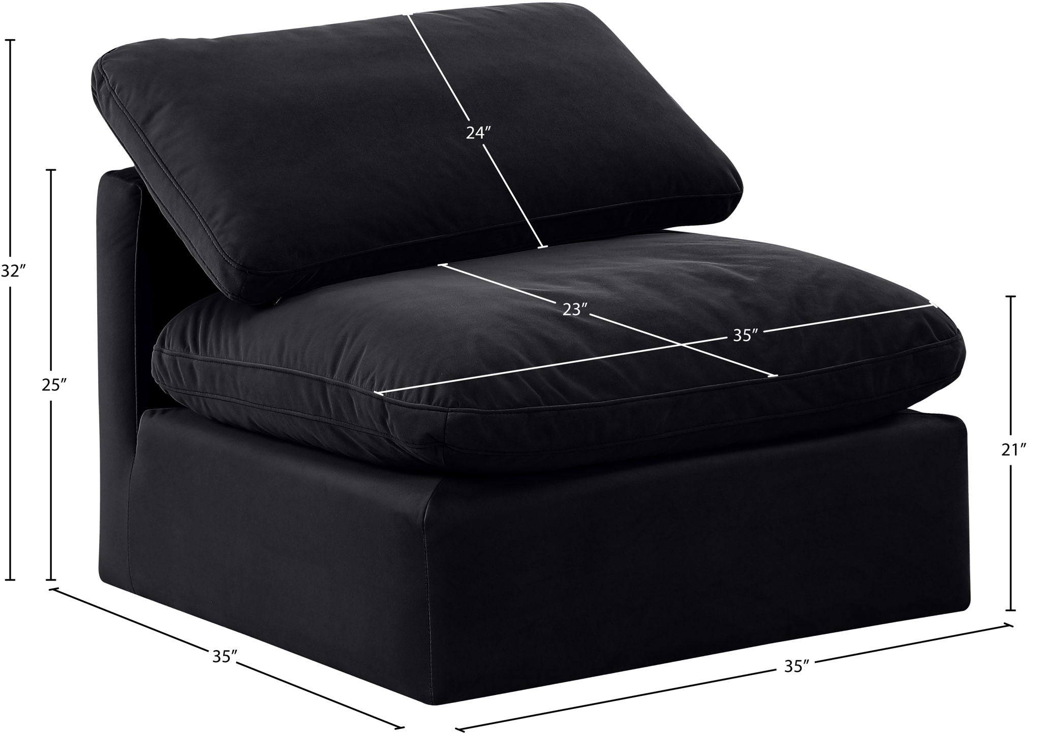 Indulge - Velvet Armless Chair