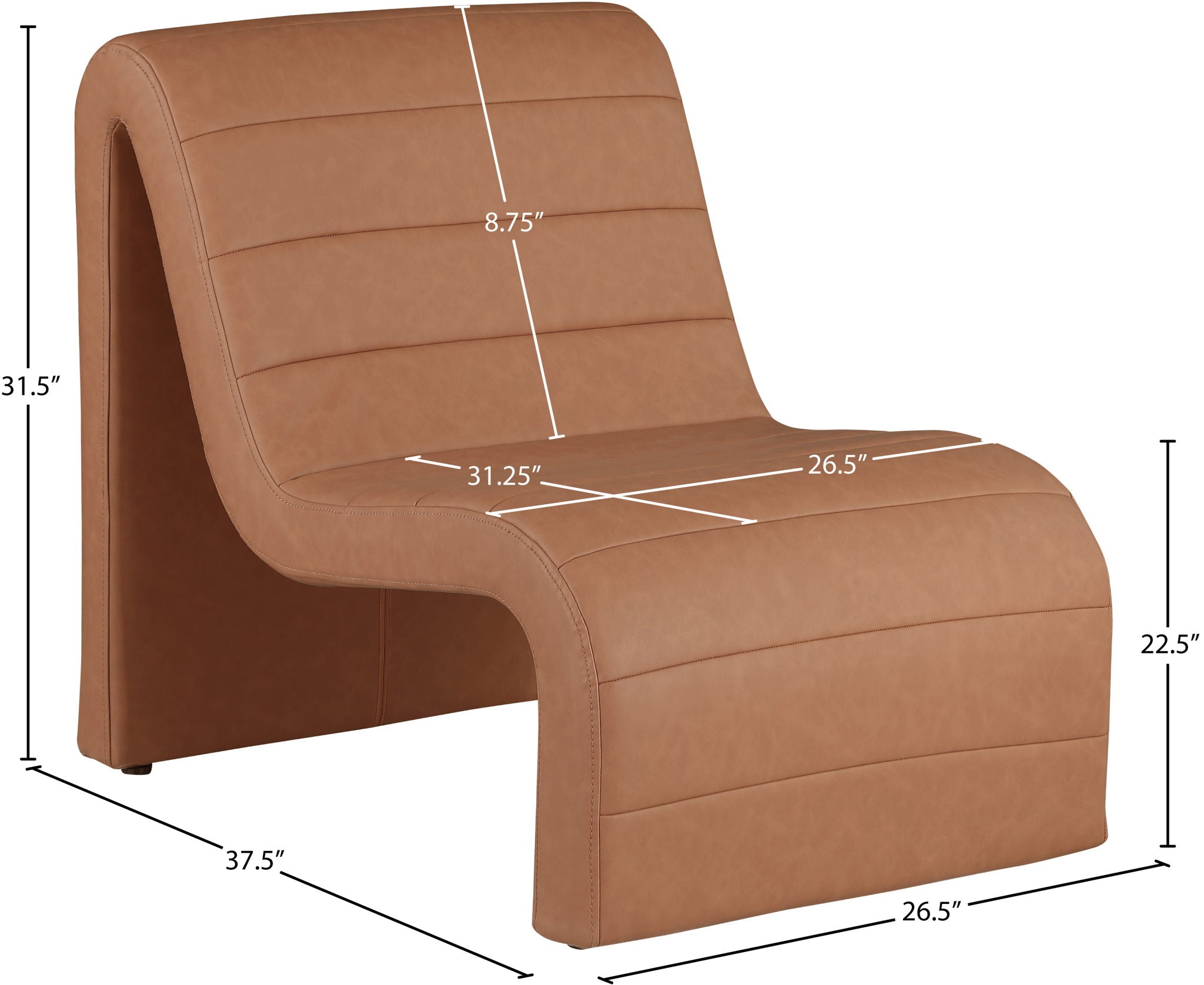 Ivy - Faux Leather Accent Chair - Cognac