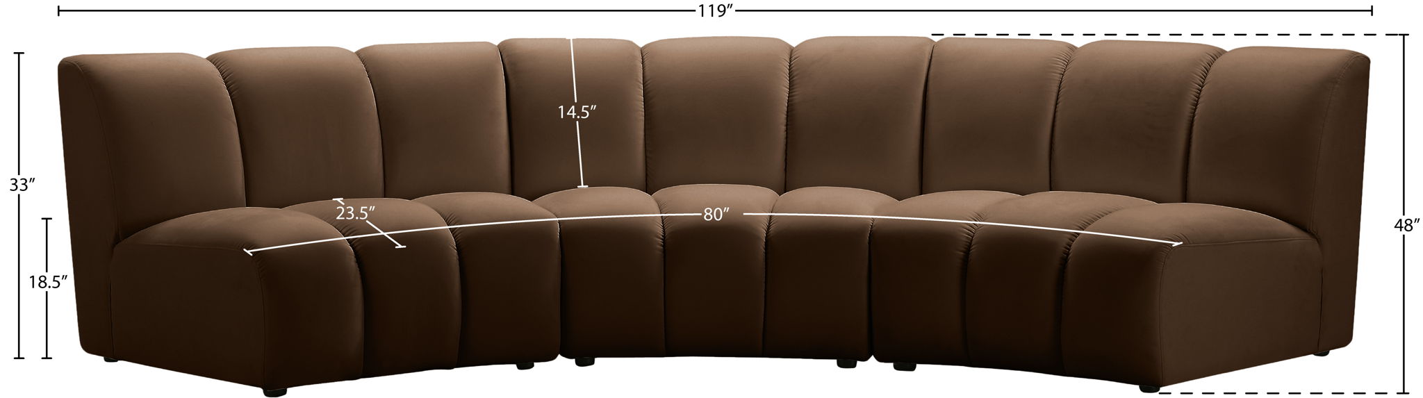 Infinity - 3 Piece Modular Sectional - Brown