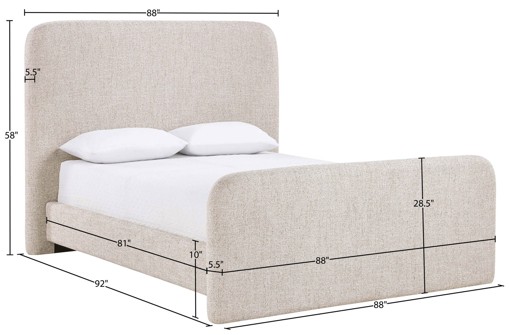 Fira - Linen Textured Fabric Upholstered Bed