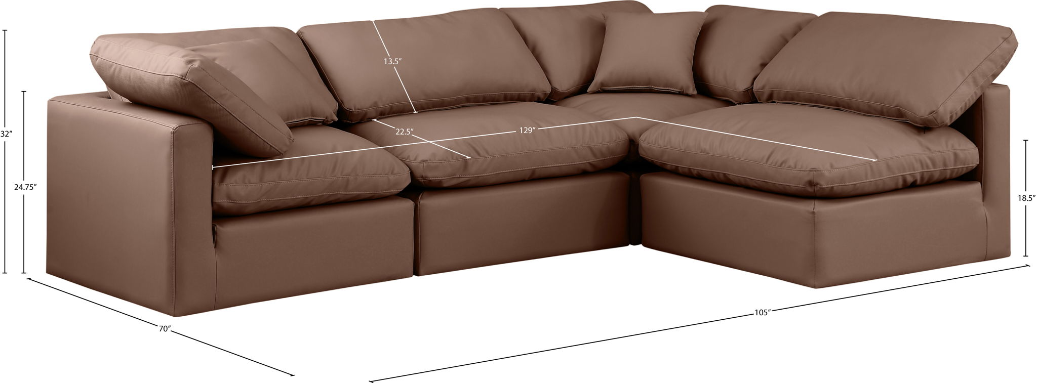 Indulge - Faux Leather 4 Piece Modular Sectional