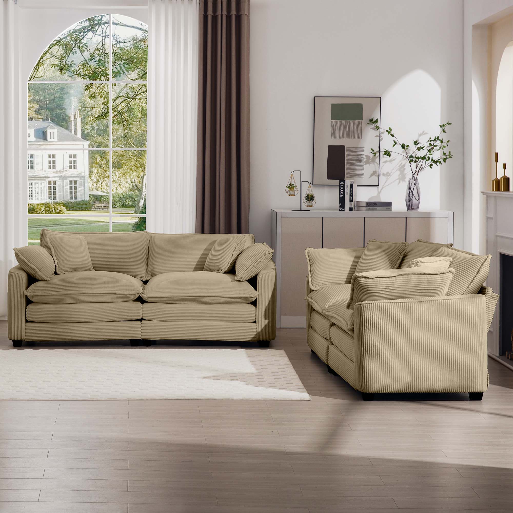 Elegant Oversized Sectional Sofa Set With Deep Seats And Flexible Layout