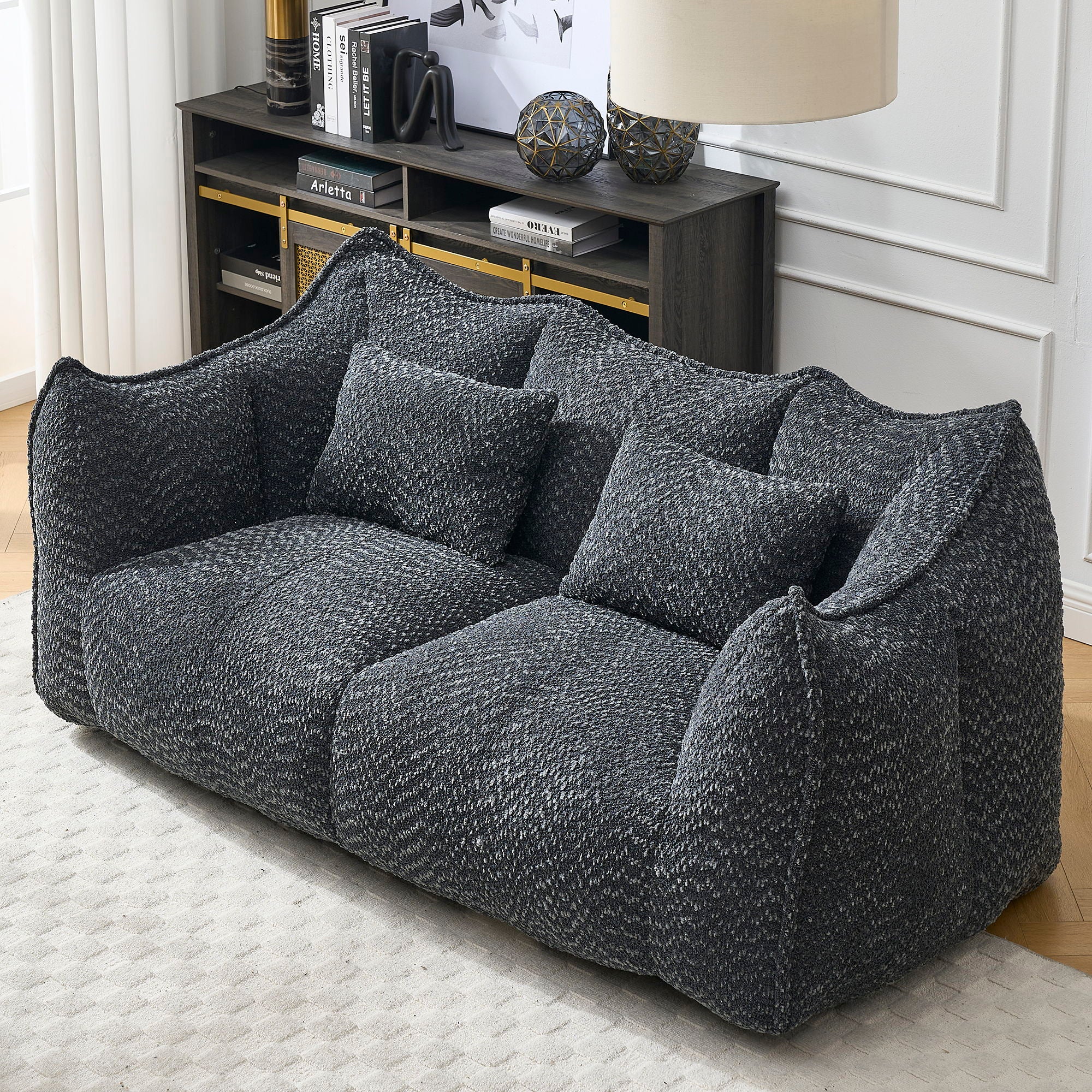 Comfortable Dual Beanbag Chair With High Resilience Foam Core For 2 People