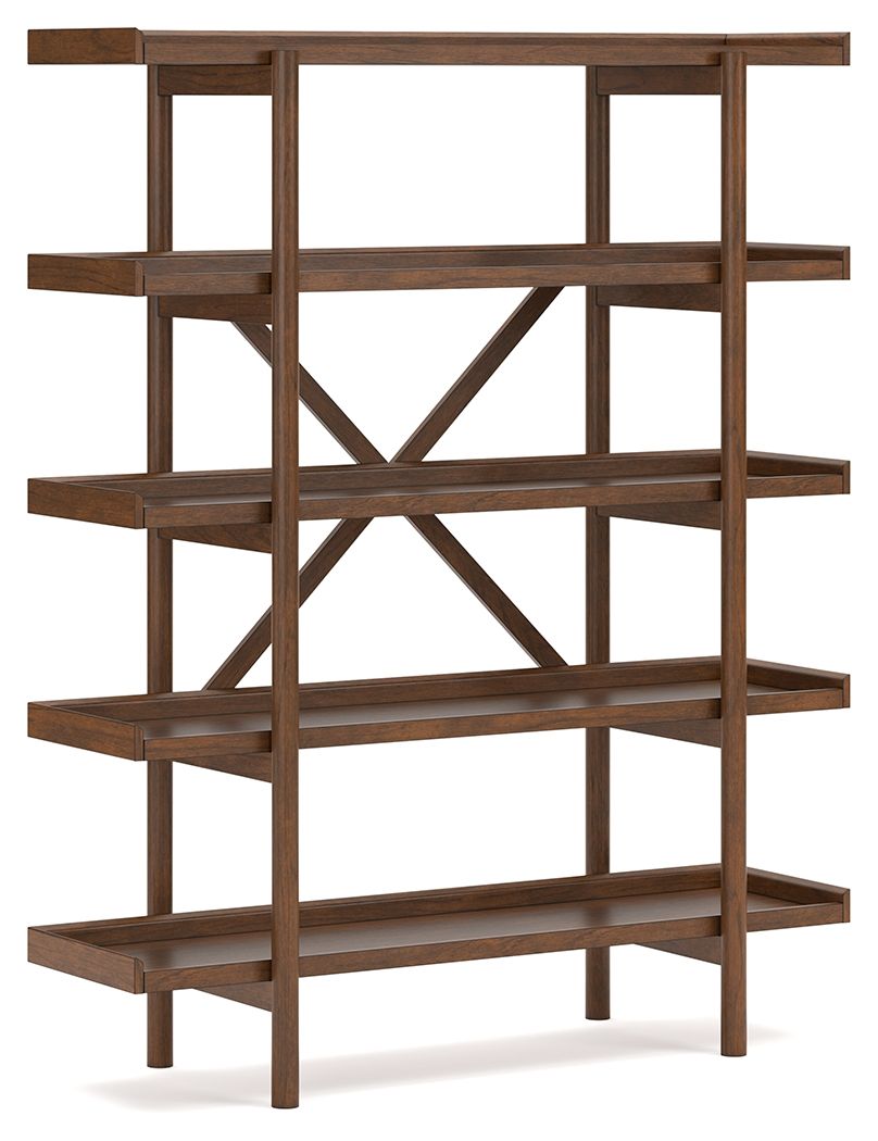 Lyncott - 3 Pc. - Home Office Desk, Chair, Bookcase - Brown