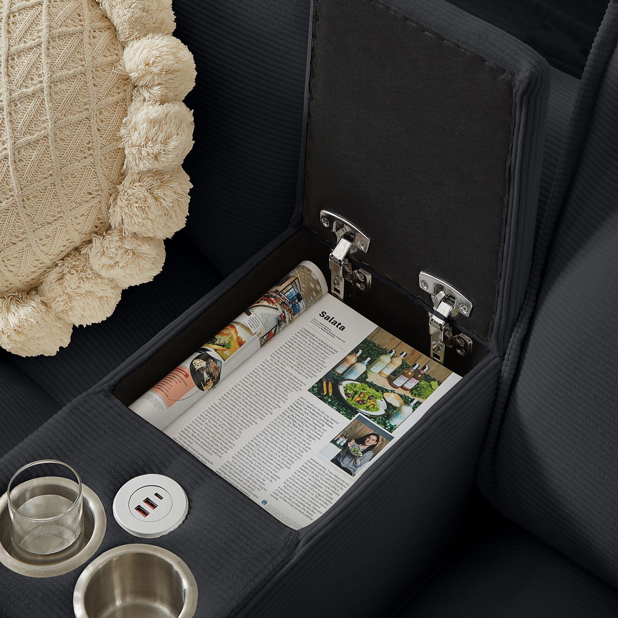 Modern U-Shaped Sectional Sofa Bed With Storage