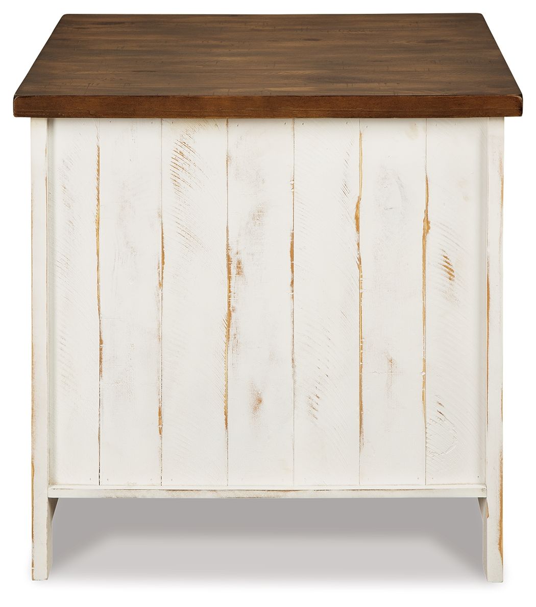 Wystfield - Rectangular End Table - 2 Doors - White / Brown