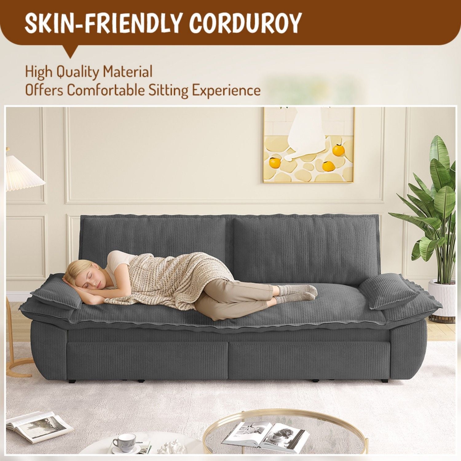 Pull Out 3-In-1 Convertible Sleeper Sofa