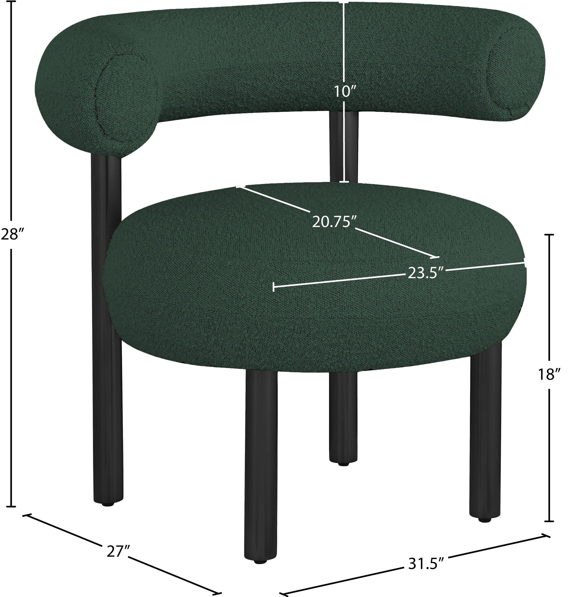 Bordeaux - Boucle Fabric Accent Chair With Black Legs