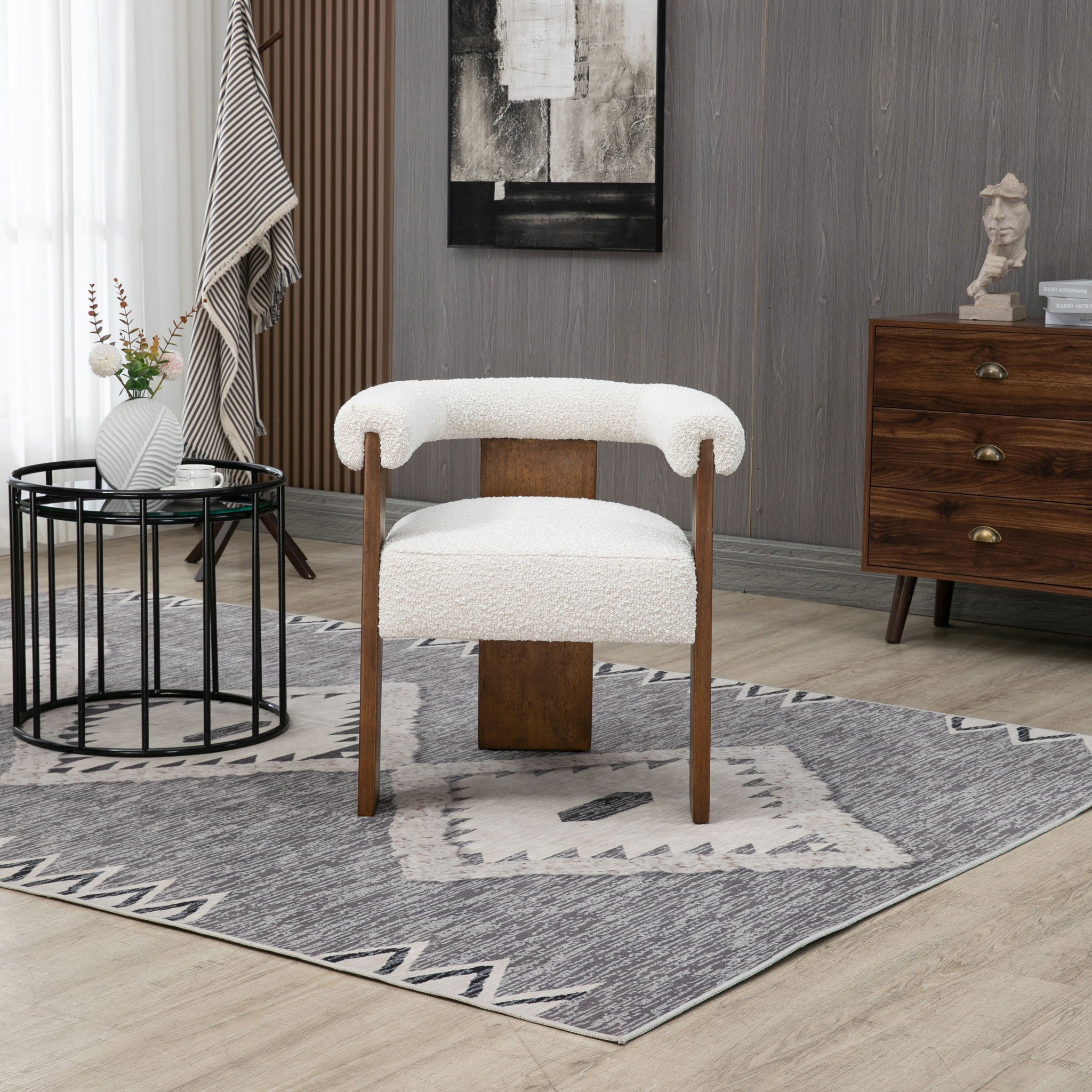 Barrel - Dining Chair - Dark Brown / Cream