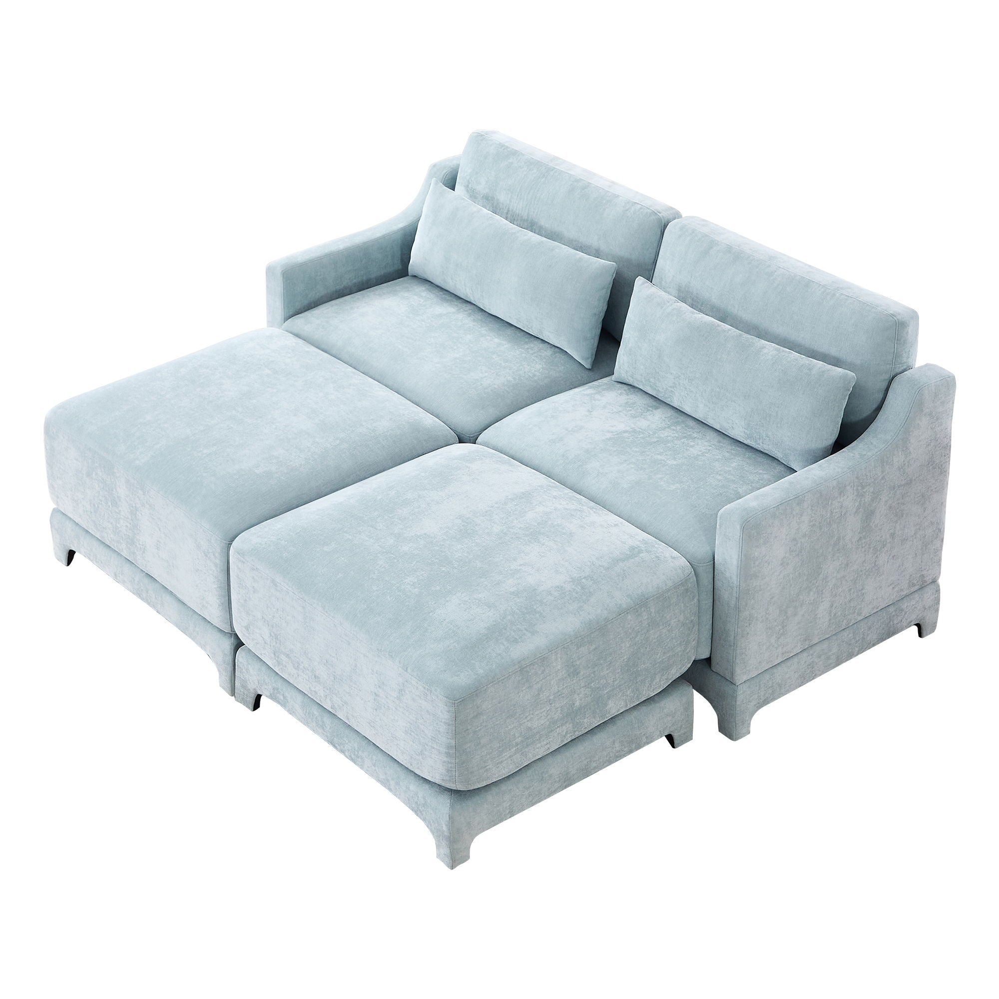 Stylish Sofa With Ottoman And Lumbar Pillows, Ergonomic Design