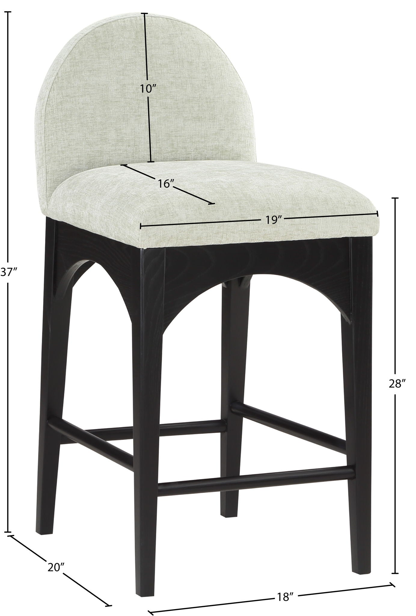 Waldorf - Chenille Stool With Black Legs