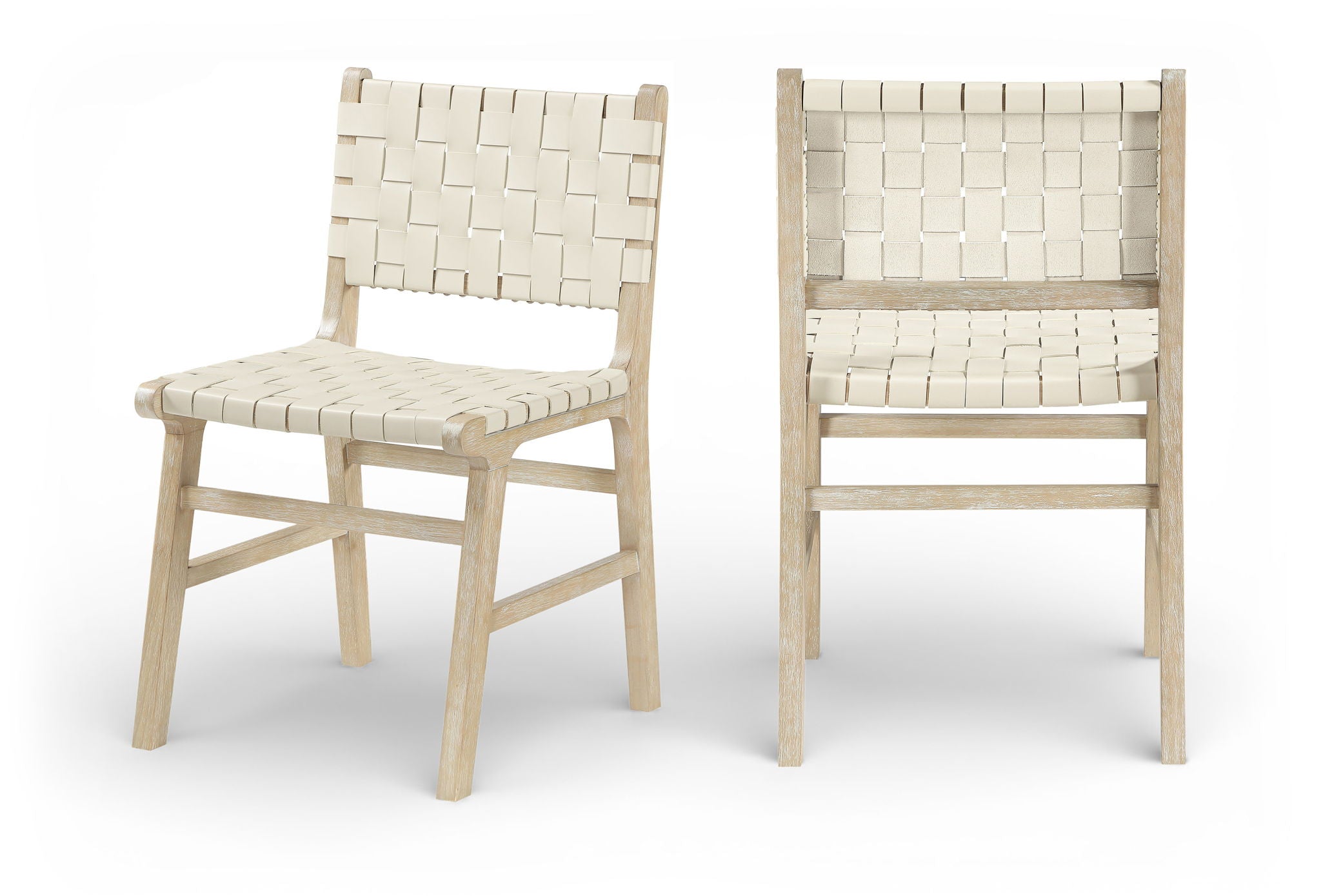 Entwine - Vegan Leather Upholstered Dining Chair - Painted Natural