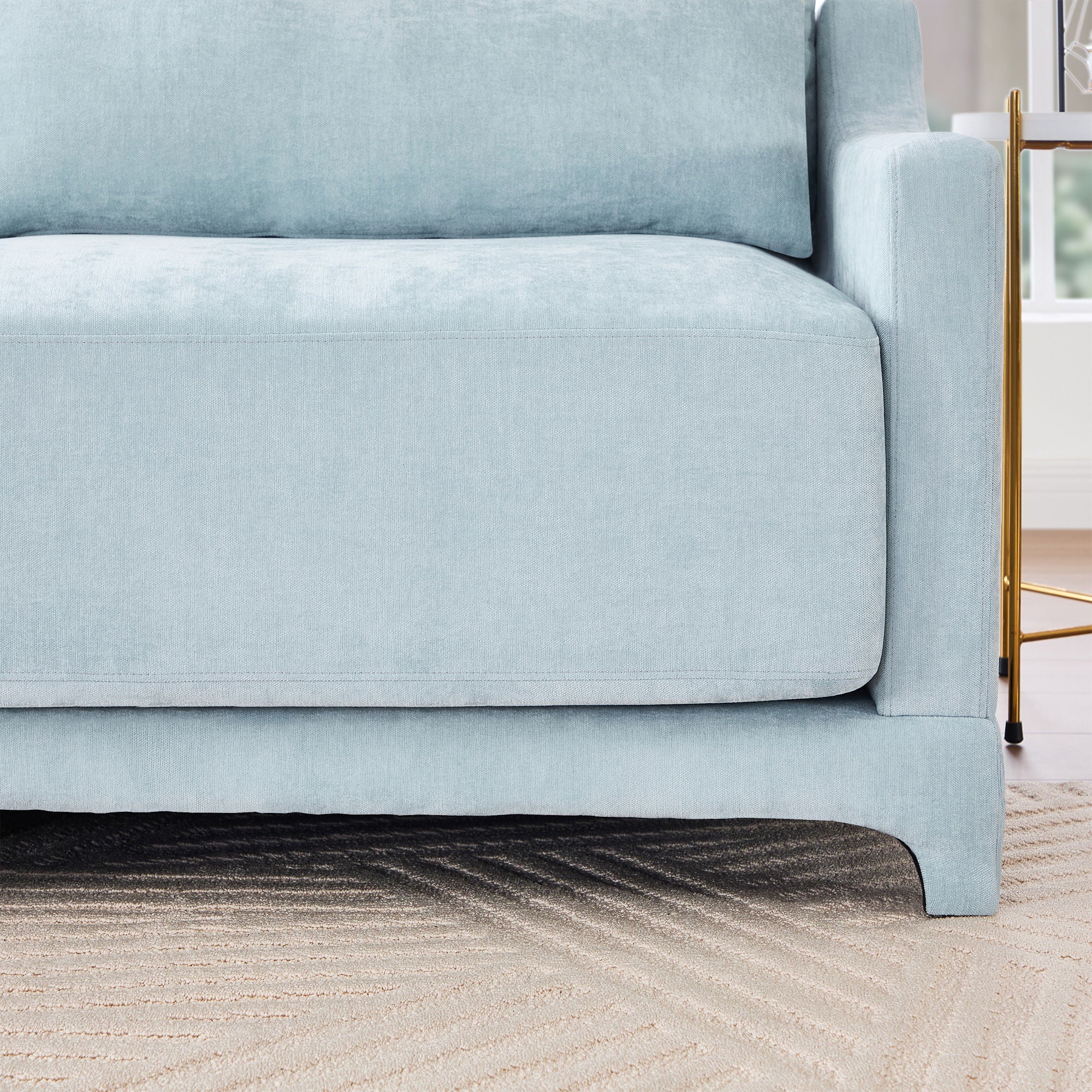 Stylish Sofa With Ottoman And Lumbar Pillows, Ergonomic Design