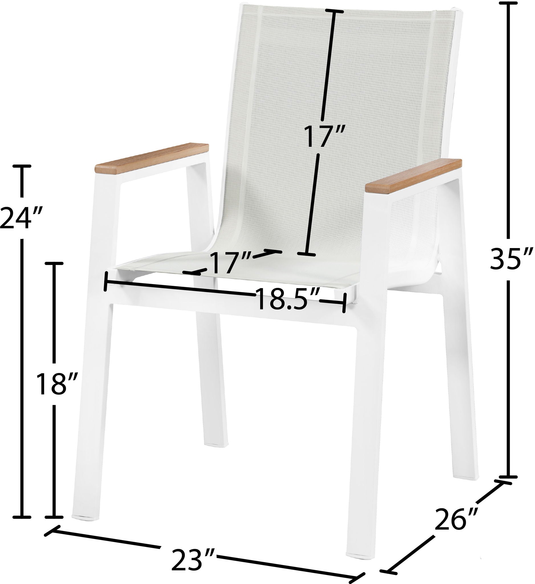 Nizuc - Outdoor Patio Dining Arm Chair With White Frame And Natural Arms (Set of 2)