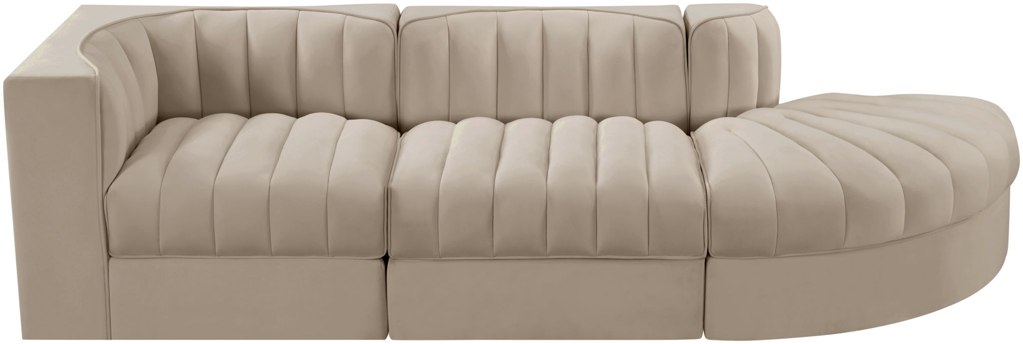 Rummi - Velvet Performance Fabric Upholstered 3 Piece Modular Sectional