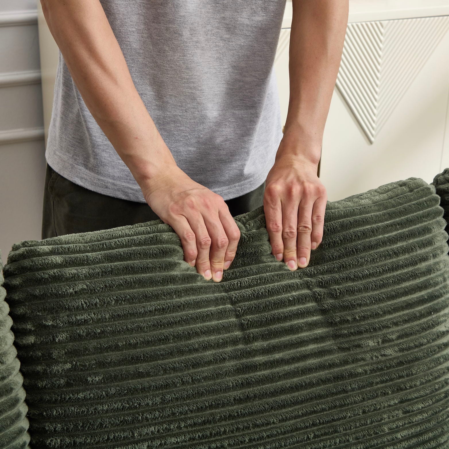 Convertible Sectional Sofa Bed Set With Armrest Storage, Cup Holder, USB, 4 Seater - Green