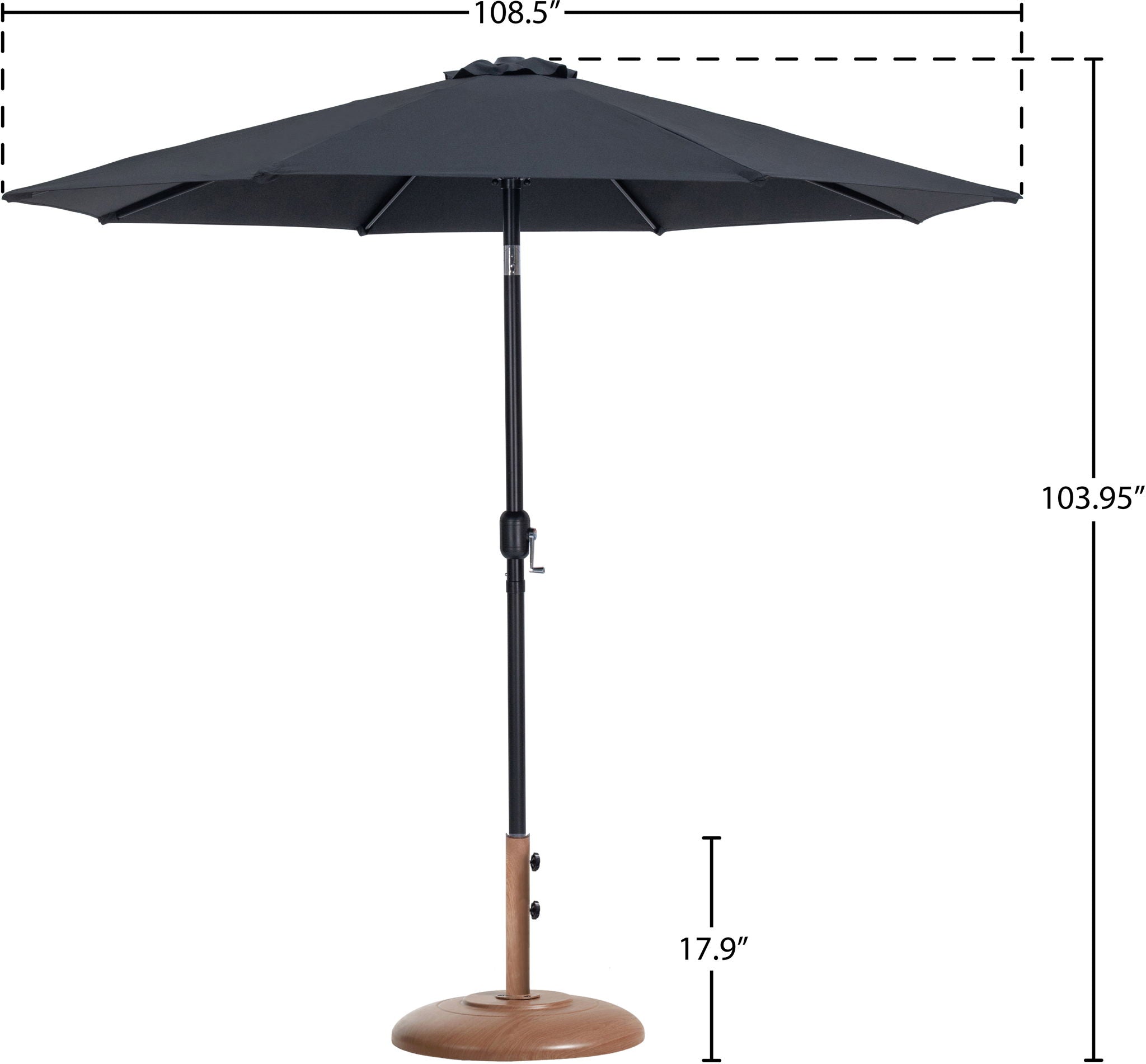 Fiji - Aluminum Patio Umbrella With Round Teak And Black Base