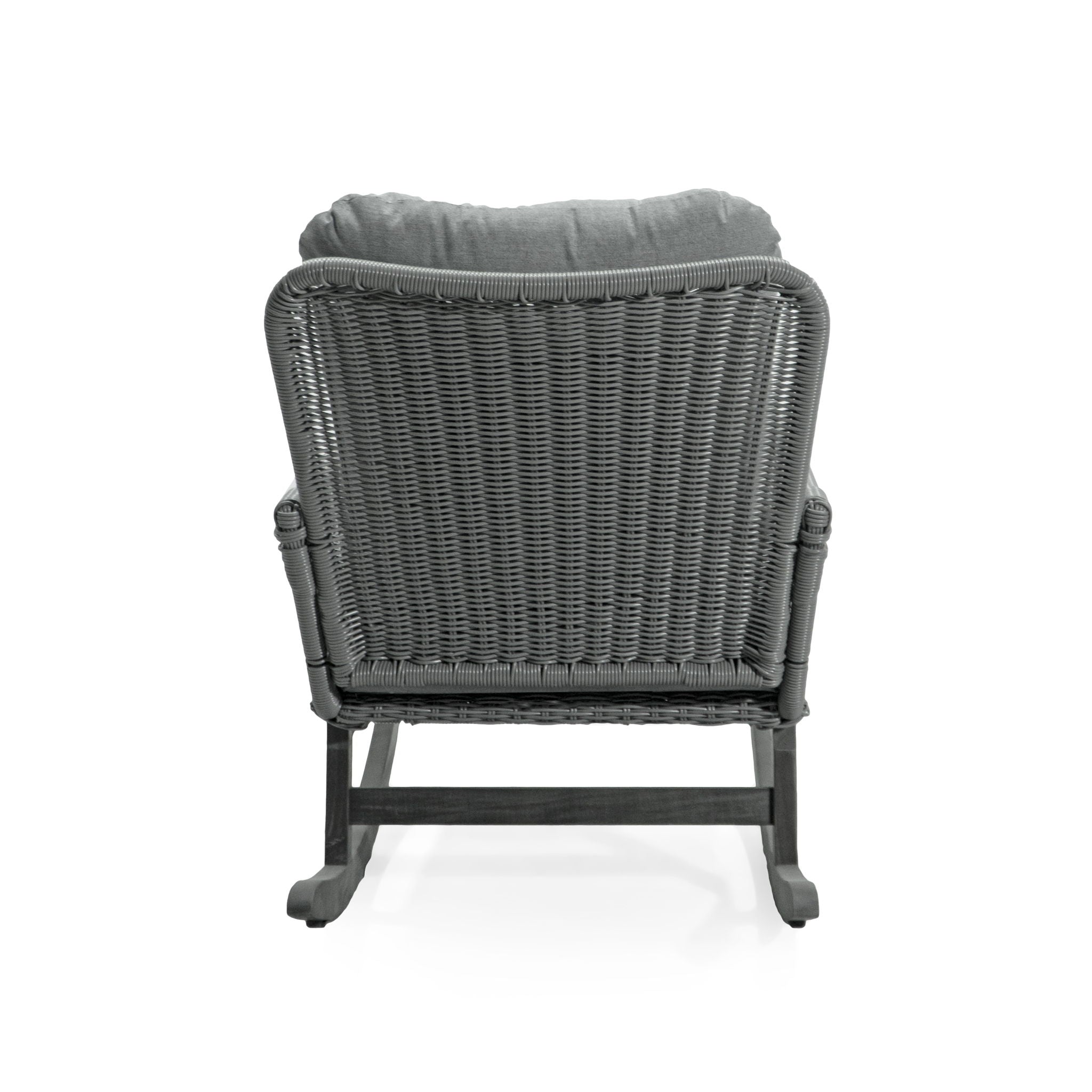 Contemporary Minimalist Wicker Rocking Chair With Soft Cushions And Durable Wooden Frame