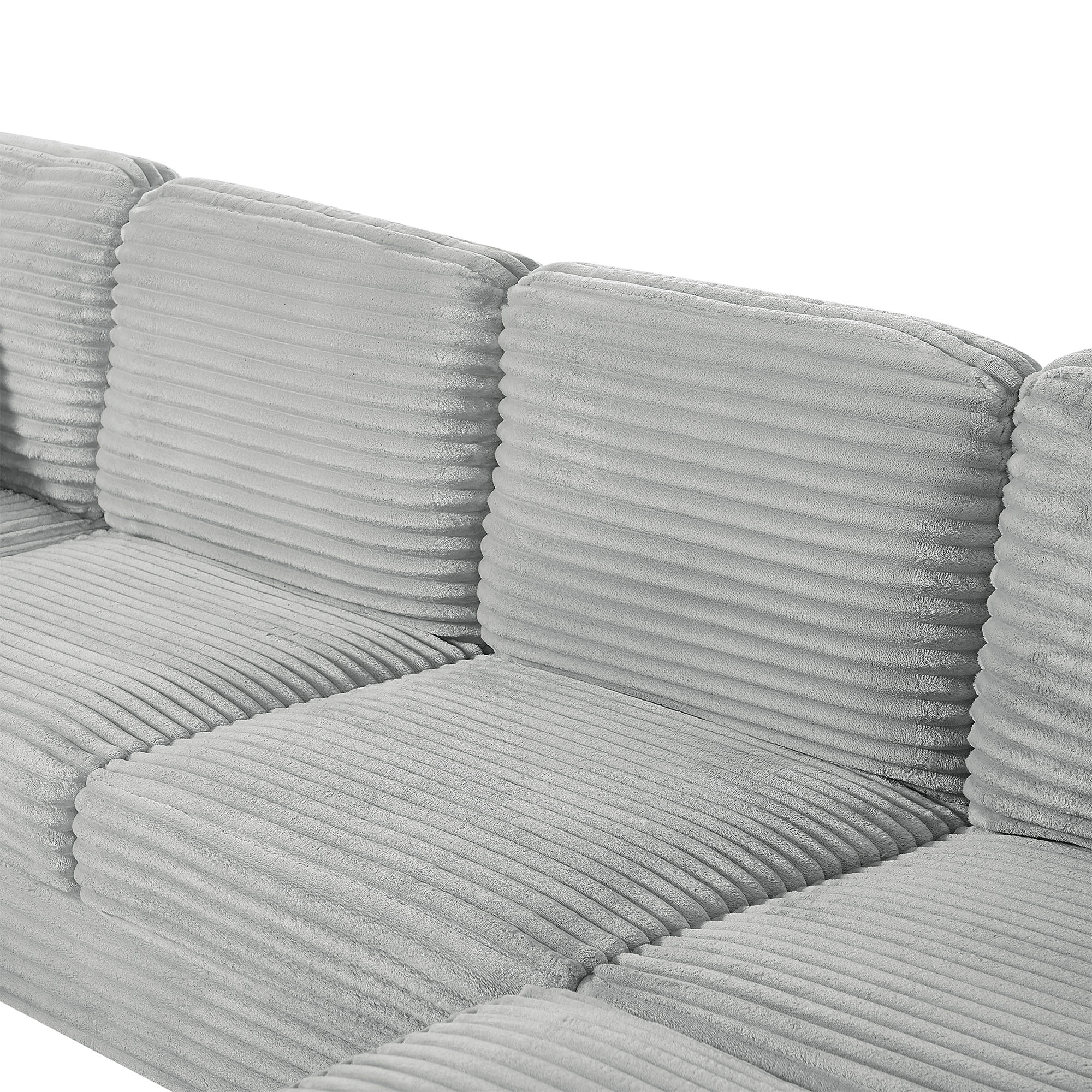 Upholstered U-Shaped Sectional Sofa With Movable Ottoman And Side Storage Pockets